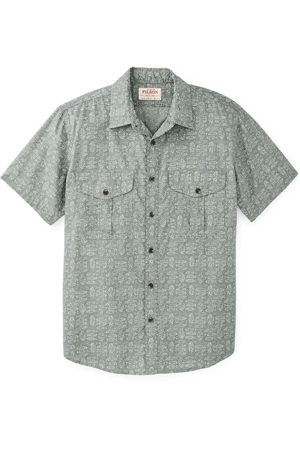 WASHED SS FEATHER CLOTH SHIRT Khaki Print sold by REVOLVR Menswear
