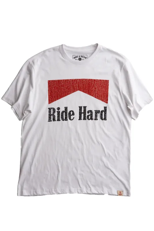 RIDE HARD TEE White made by REVOLVR Menswear