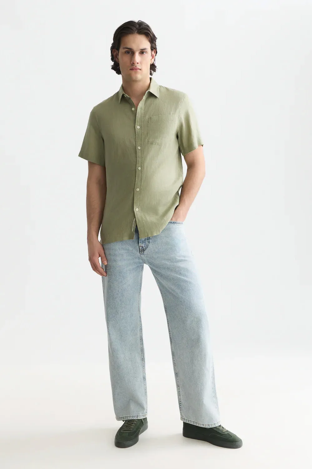LINEN SS Oil Green sold by REVOLVR Menswear product image thumbnail 5