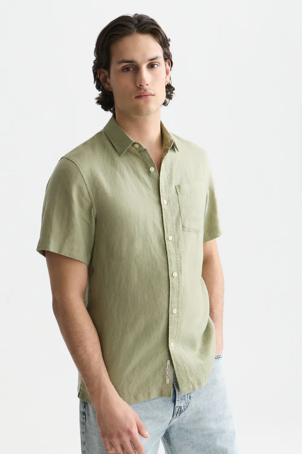 LINEN SS Oil Green sold by REVOLVR Menswear product image thumbnail 2