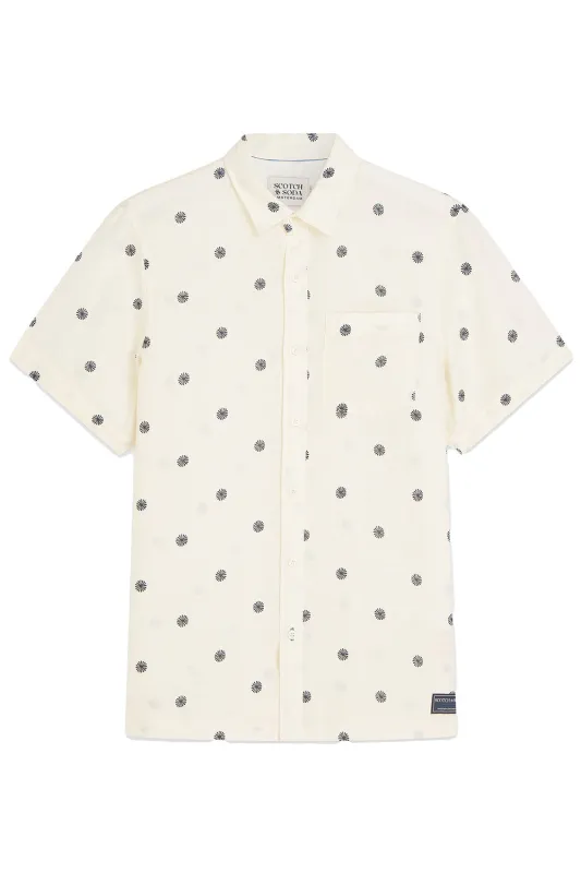 PRINTED LINEN SS Tiles Stars Eggnog made by Scotch & Soda