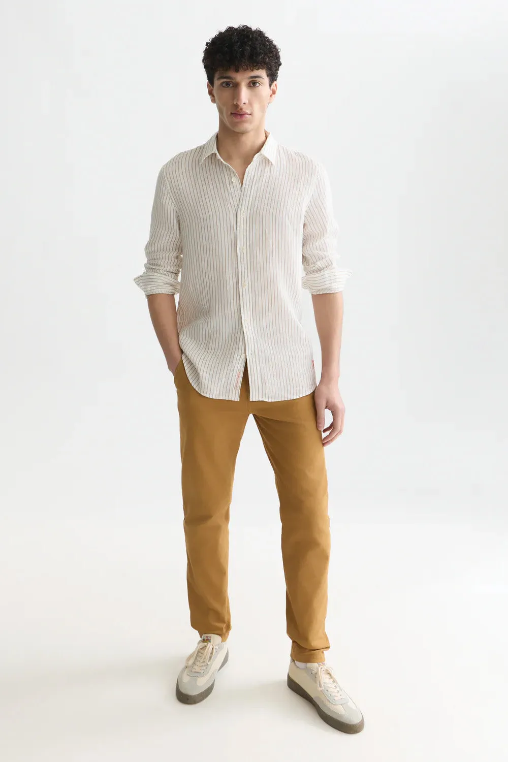 STRIPED LINEN SHIRT Dijon Stripe sold by REVOLVR Menswear product image thumbnail 5