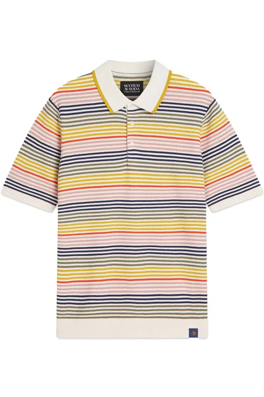 STRUCTURED KNIT POLO Multi Stripe made by Scotch & Soda