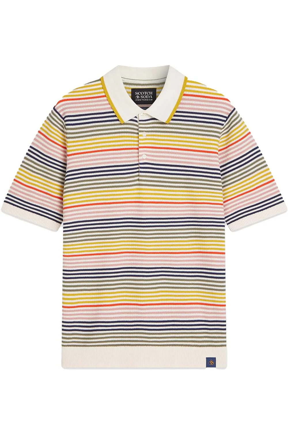 STRUCTURED KNIT POLO Multi Stripe sold by REVOLVR Menswear