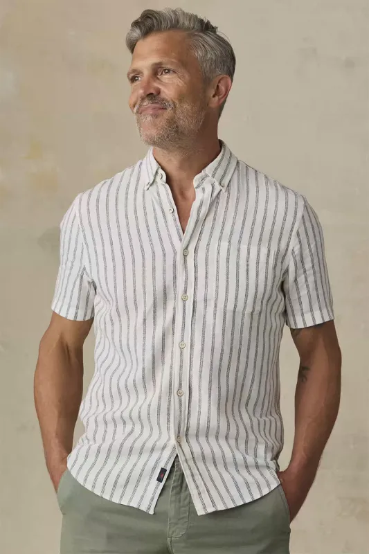 SS BREEZE SHIRT Moonlight Stripe made by Faherty
