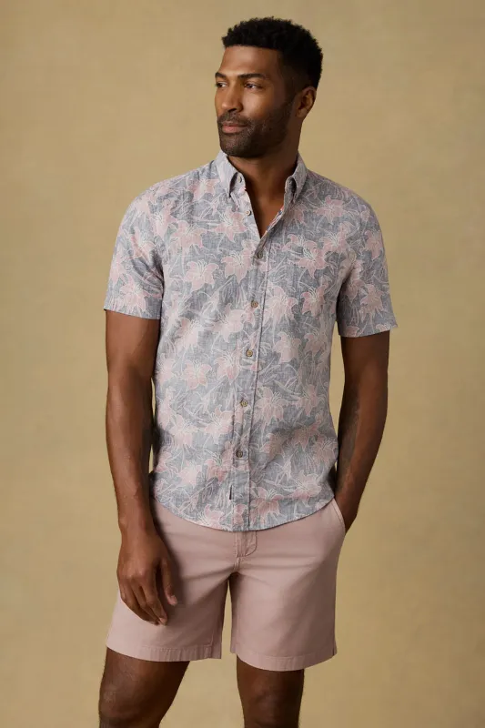 Breeze Shirt Navy Red Lotus made by Faherty
