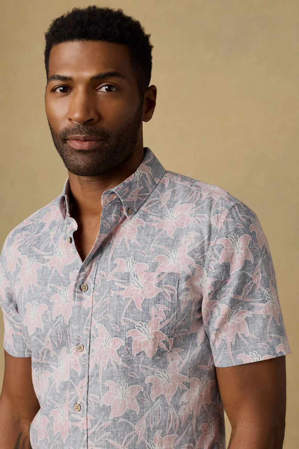 Breeze Shirt Navy Red Lotus sold by REVOLVR Menswear product image thumbnail 3