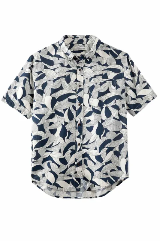 THE SS STUDIO SHIRT Indigo Floating Fauna made by Outerknown