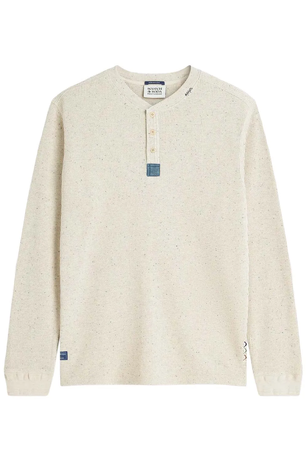 Henley Melange Long Sleeve sold by REVOLVR Menswear
