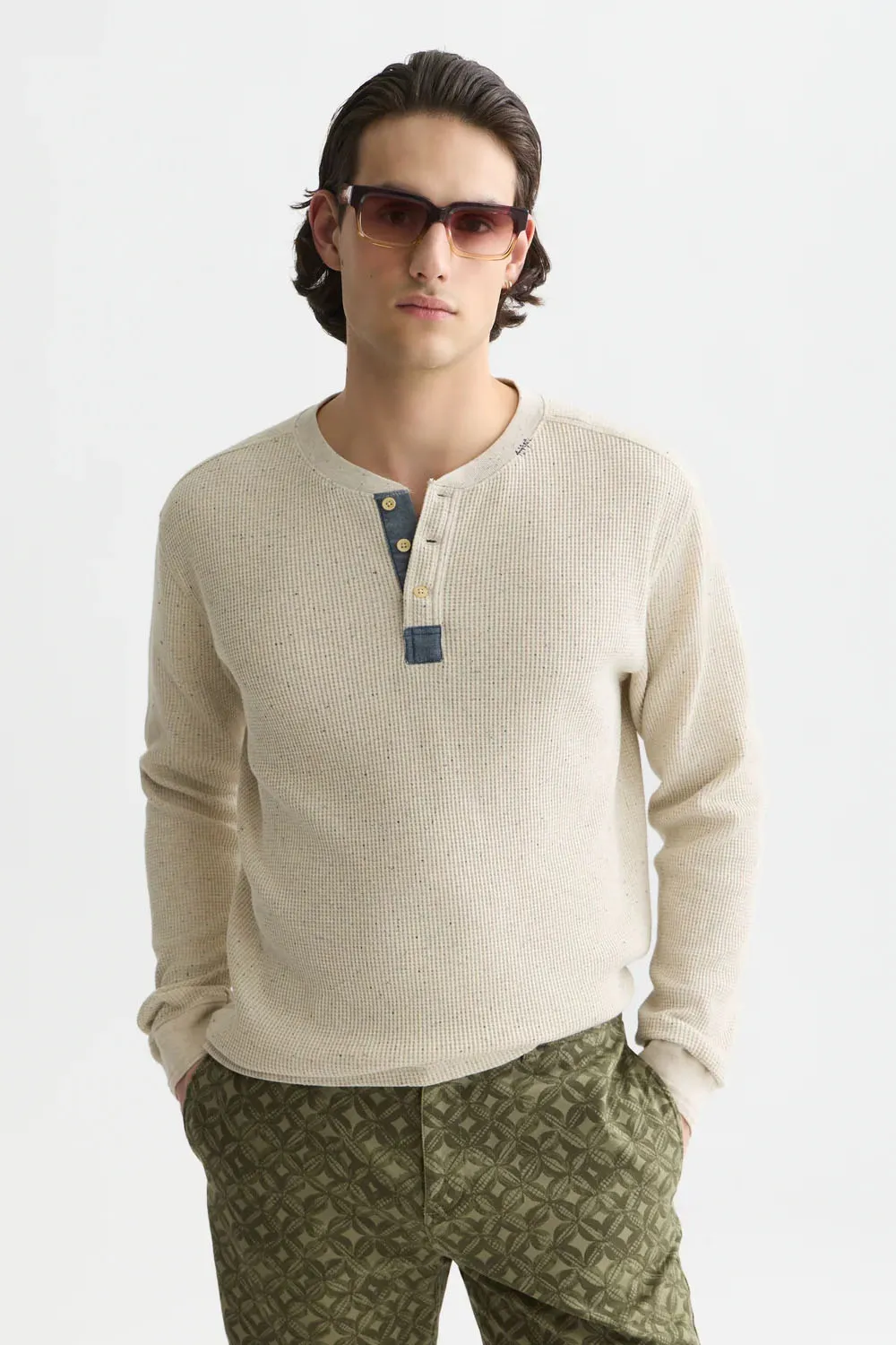 Henley Melange Long Sleeve sold by REVOLVR Menswear product image thumbnail 2