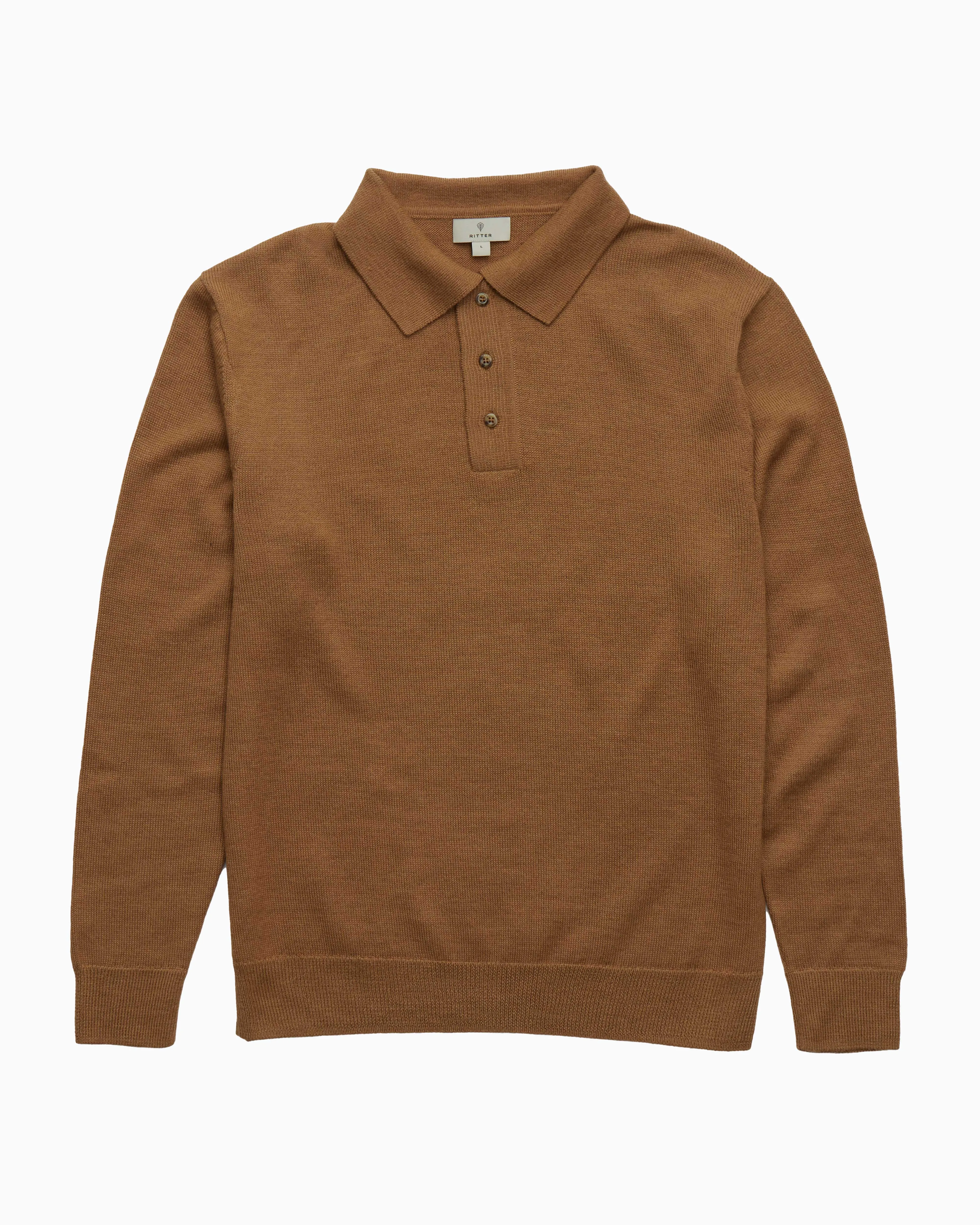 The Alpaca Polo Sweater - Camel sold by Ritter Wools