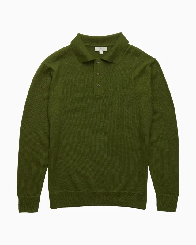 The Alpaca Polo Sweater - Highland Moss sold by Ritter Wools