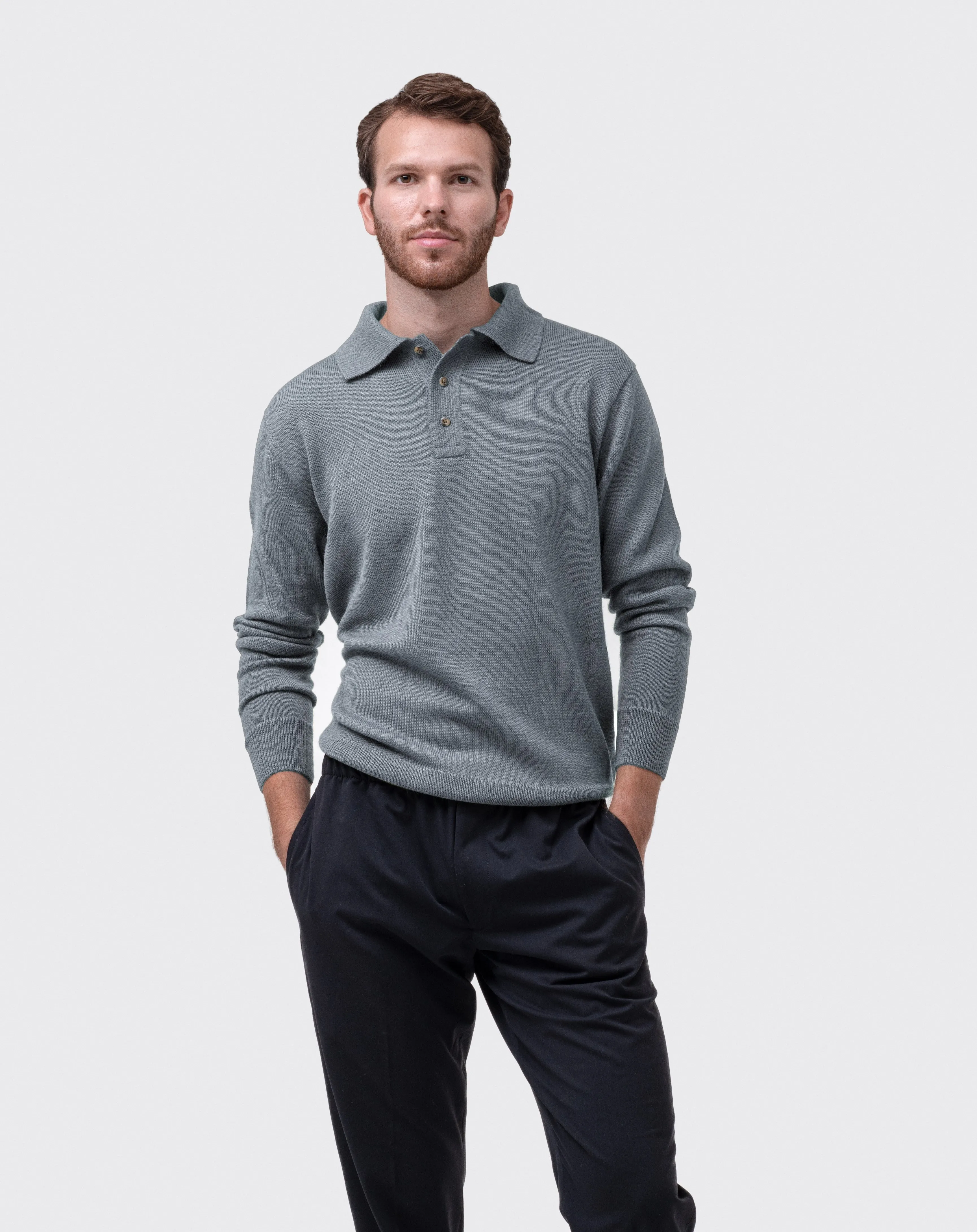 The Alpaca Polo Sweater - Granite sold by Ritter Wools product image thumbnail 2