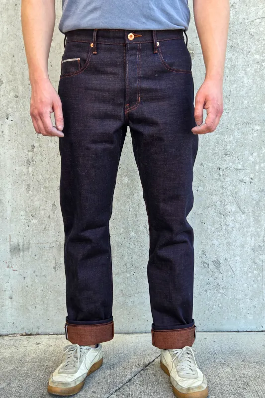 Standard Fit - 18oz. Indigo x Copper Weft Selvedge sold by Skinner American Goods