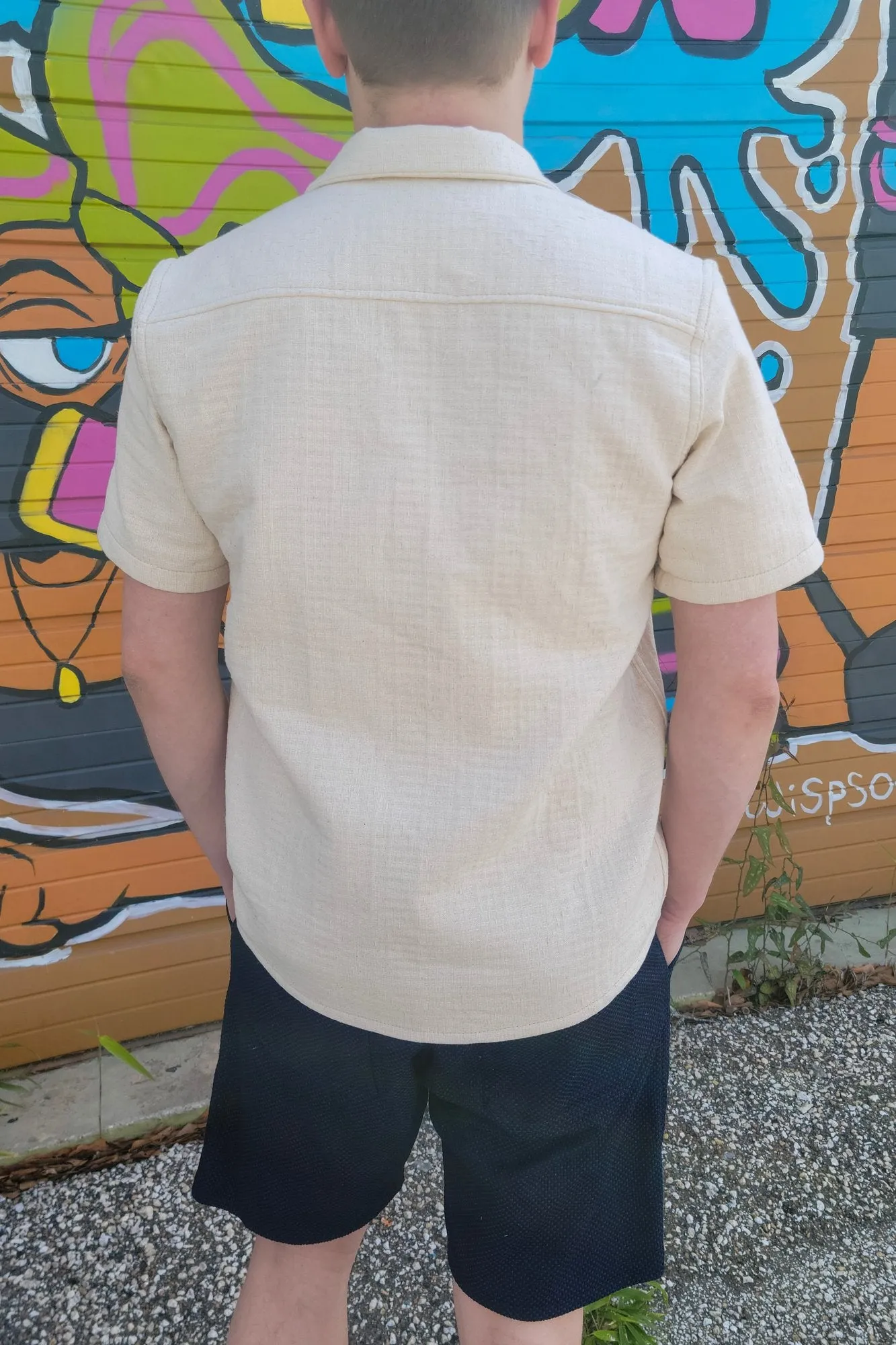 Camp Collar Shirt - Ecru Sashiko sold by Skinner American Goods product image thumbnail 3