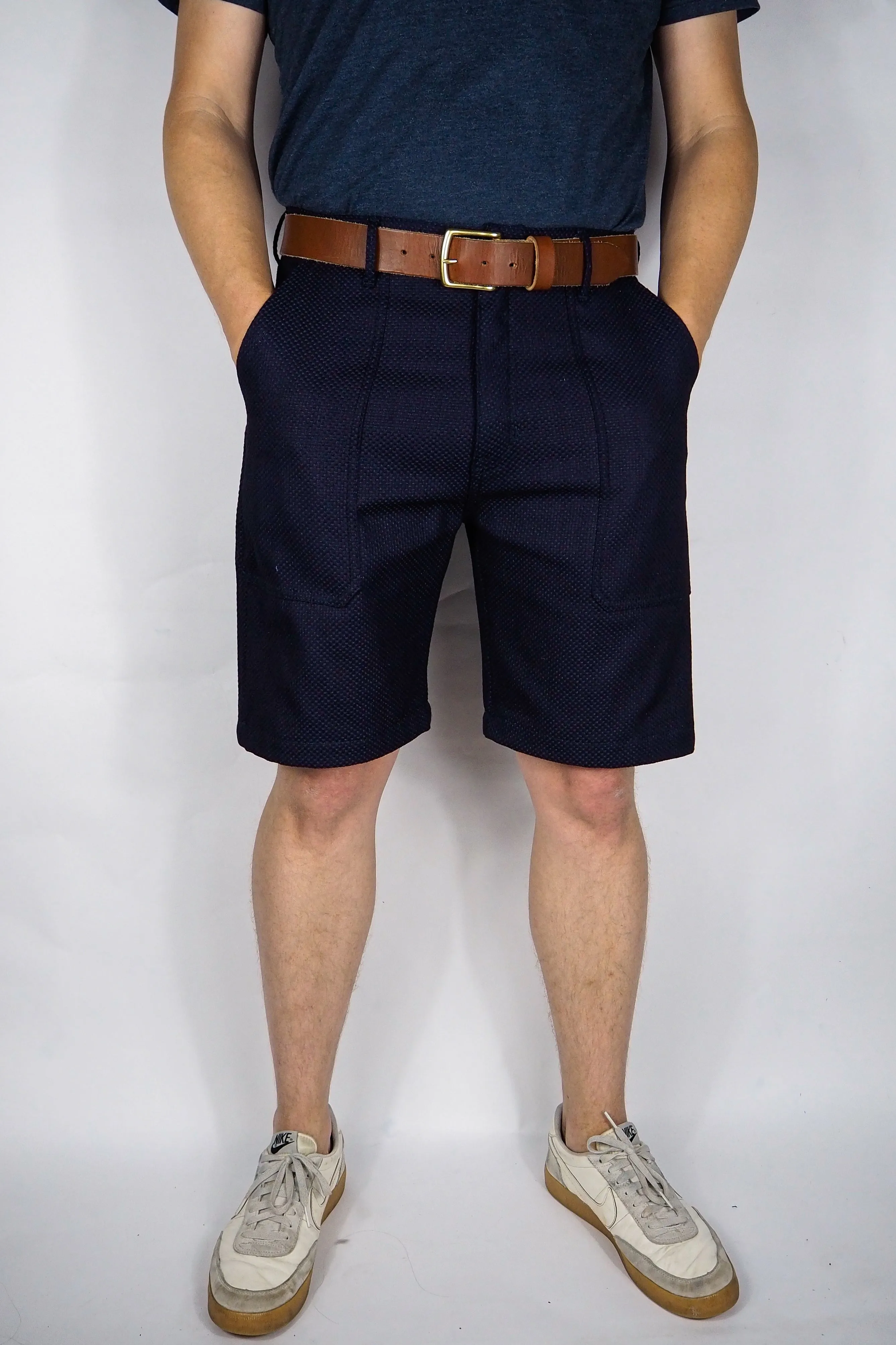 Fatigue Shorts - 12oz. Indigo Sashiko sold by Skinner American Goods