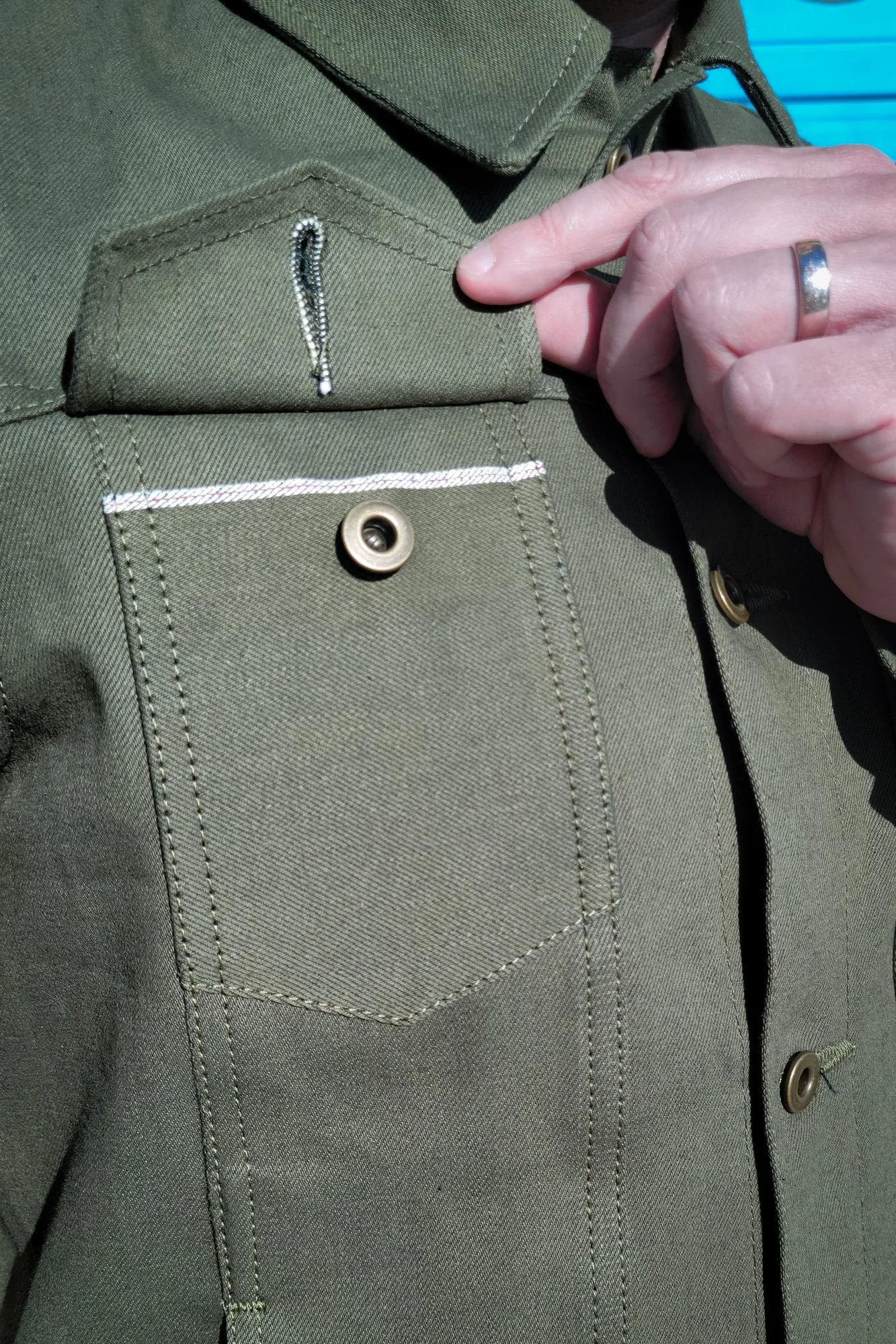 Selvedge Jacket - 13.5oz Nihon Menpu Green sold by Skinner American Goods product image thumbnail 5