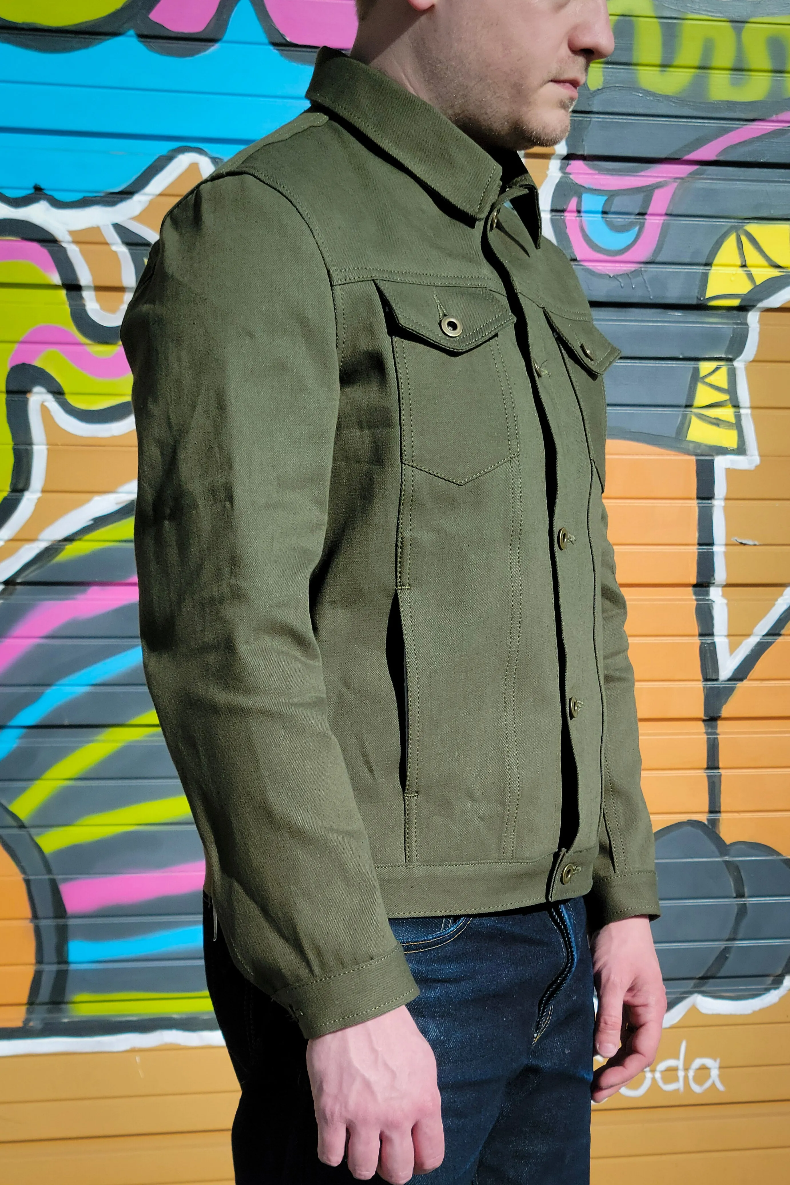 Selvedge Jacket - 13.5oz Nihon Menpu Green sold by Skinner American Goods