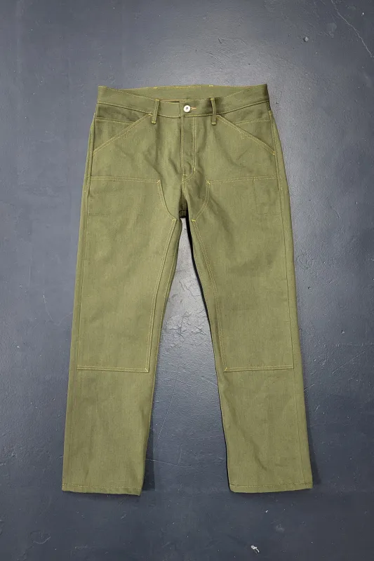 Work Pants - 13.5oz. Nihon Menpu Olive Selvedge Denim sold by Skinner American Goods