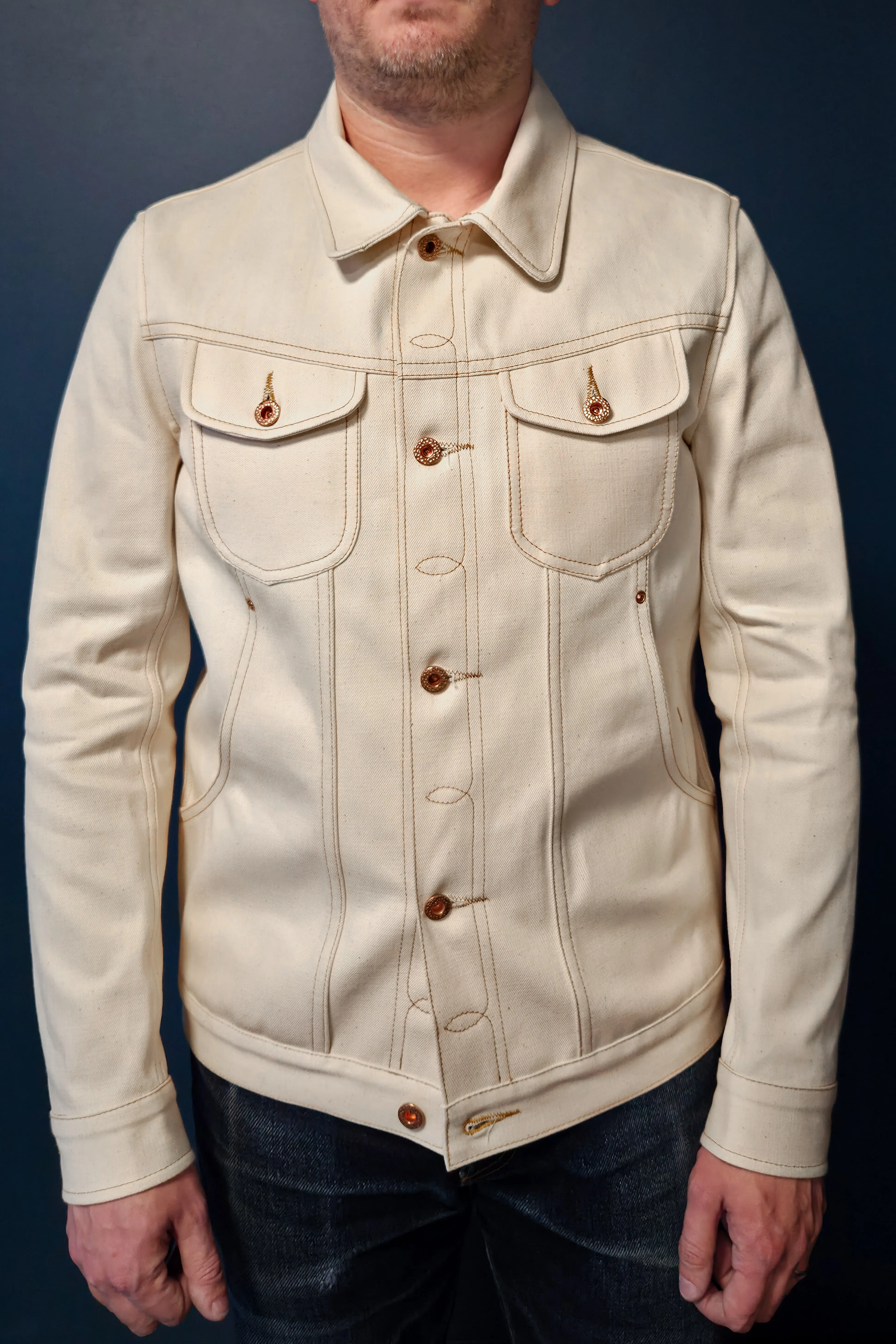 Scout Jacket - 13oz. Ecru Japanese Selvedge Denim XL sold by Skinner American Goods