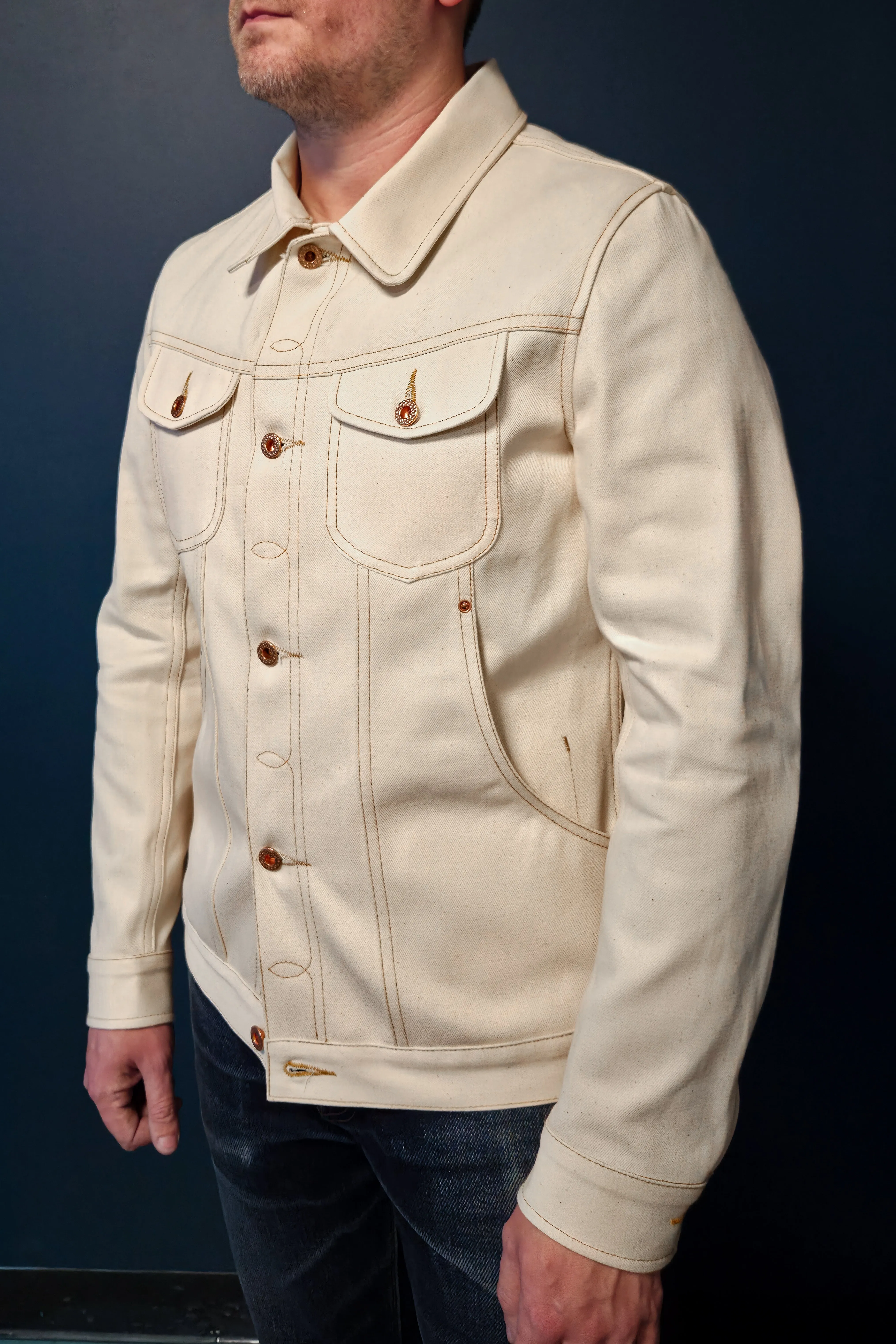 Scout Jacket - 13oz. Ecru Japanese Selvedge Denim XL sold by Skinner American Goods product image thumbnail 2