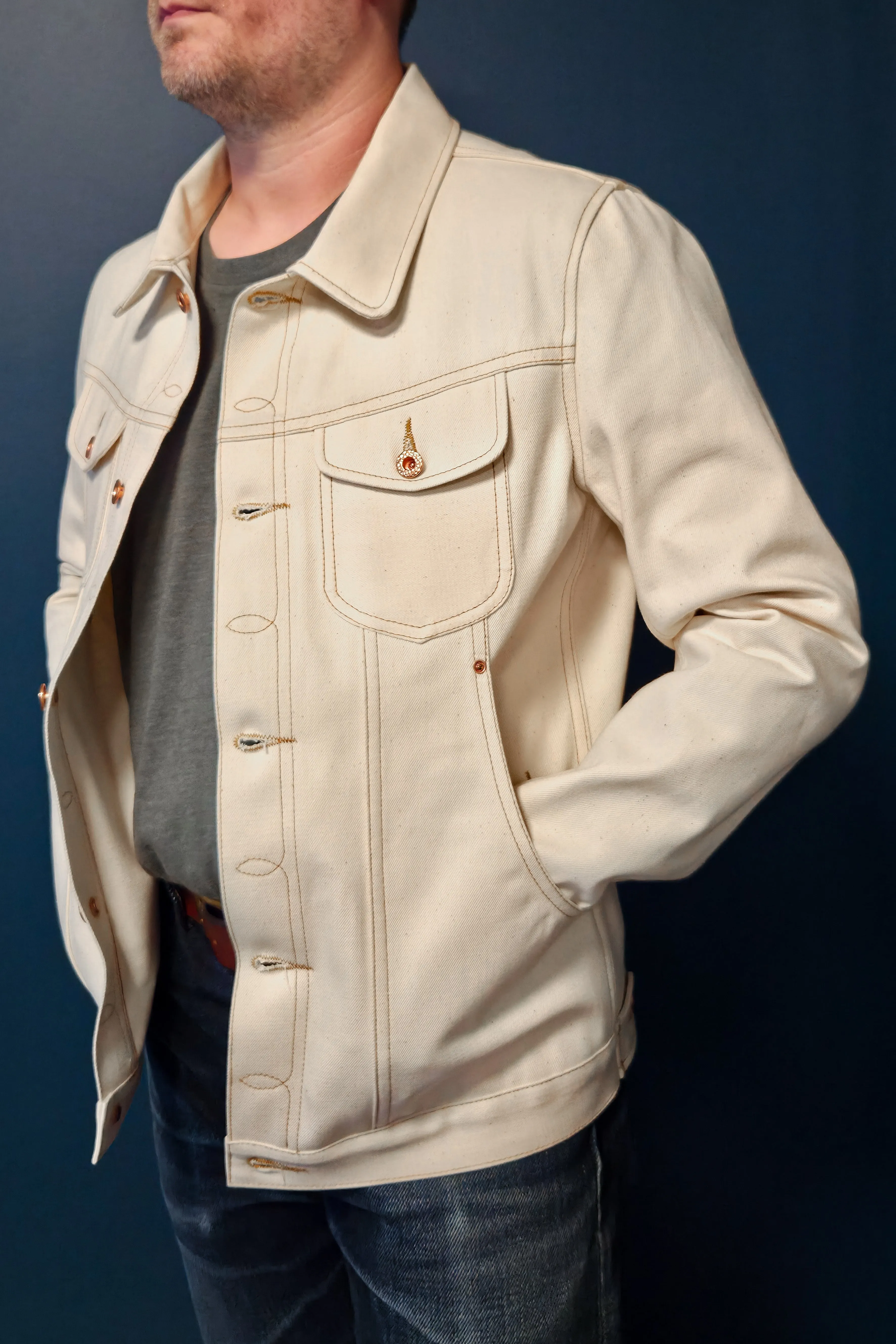 Scout Jacket - 13oz. Ecru Japanese Selvedge Denim XL sold by Skinner American Goods product image thumbnail 3