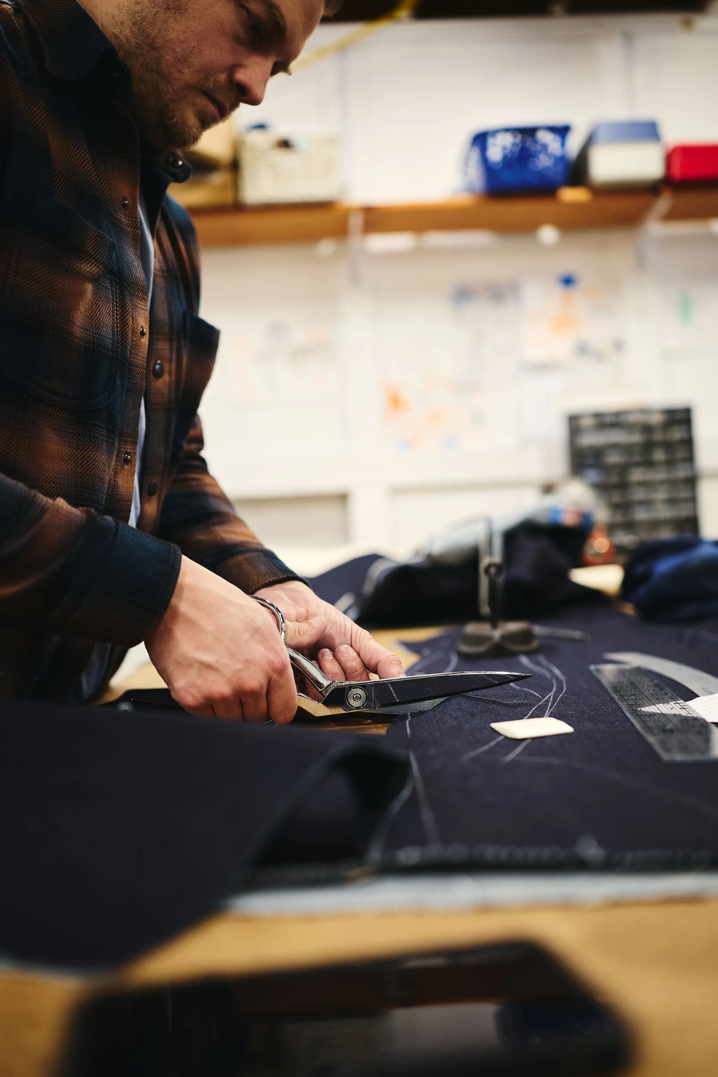 Work Shirt - Japanese Ombre Check XL (brown corozo buttons) sold by Skinner American Goods product image thumbnail 4