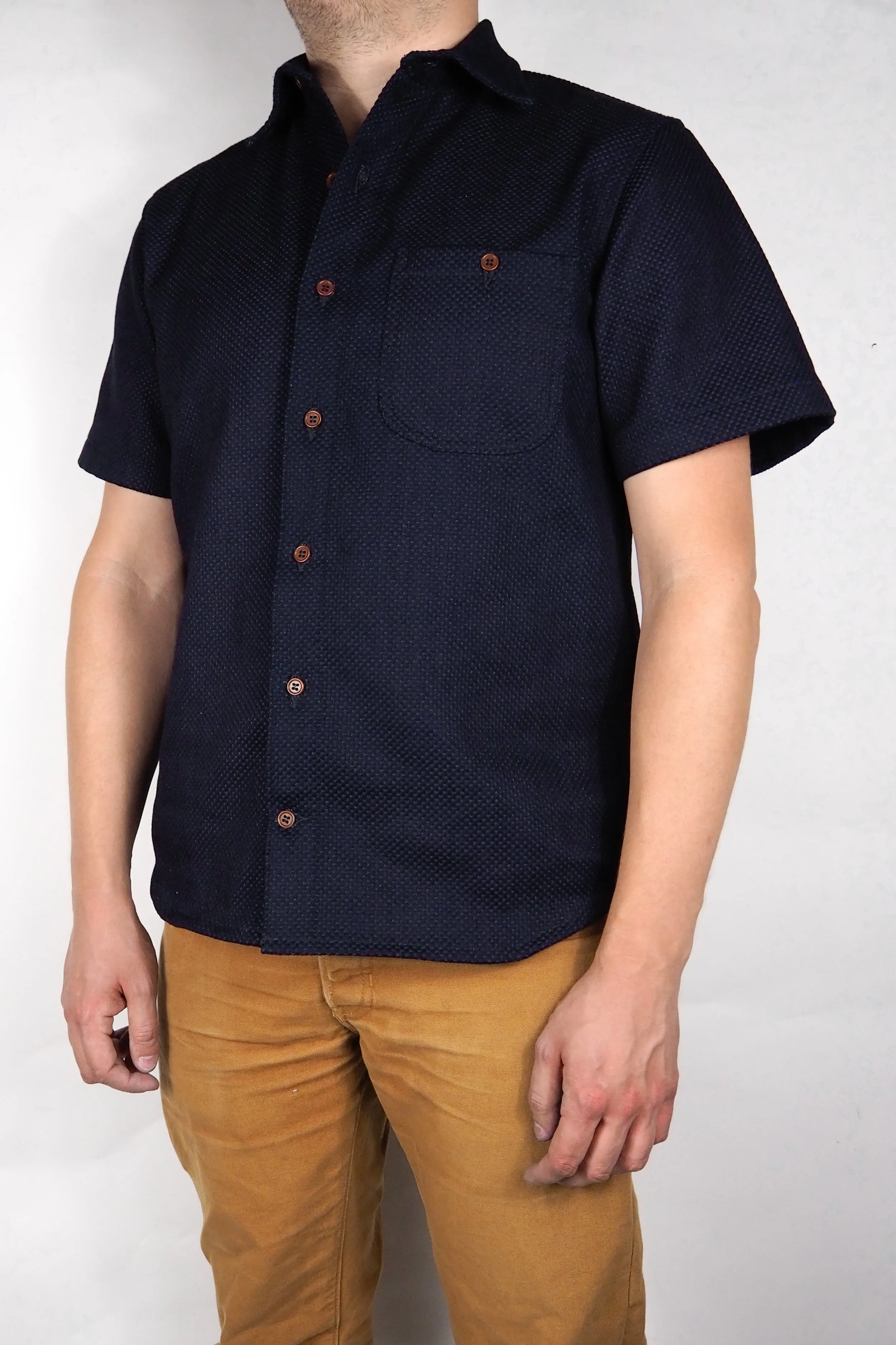 Short Sleeve Shirt - 12oz. Indigo Sashiko Large sold by Skinner American Goods