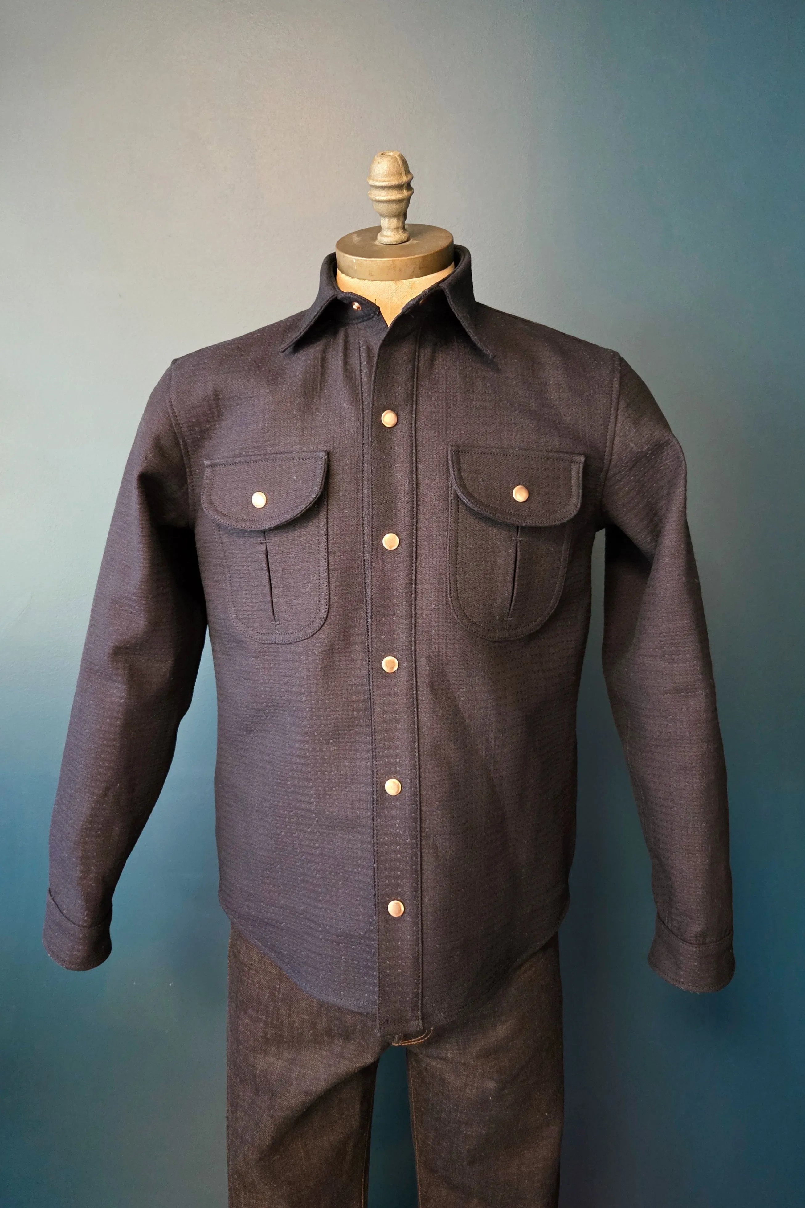 Engineer Shirt - 13oz. Indigo Sashiko Large sold by Skinner American Goods