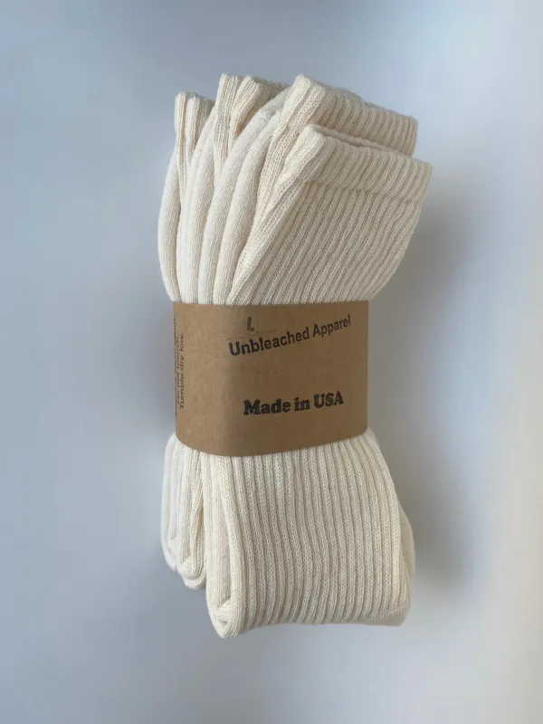 Organic Cotton Crew Socks 3-Pack sold by Unbleached Apparel