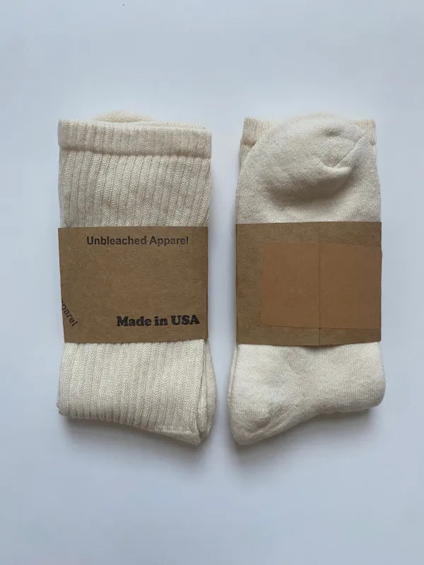 Organic Cotton Crew Socks sold by Unbleached Apparel