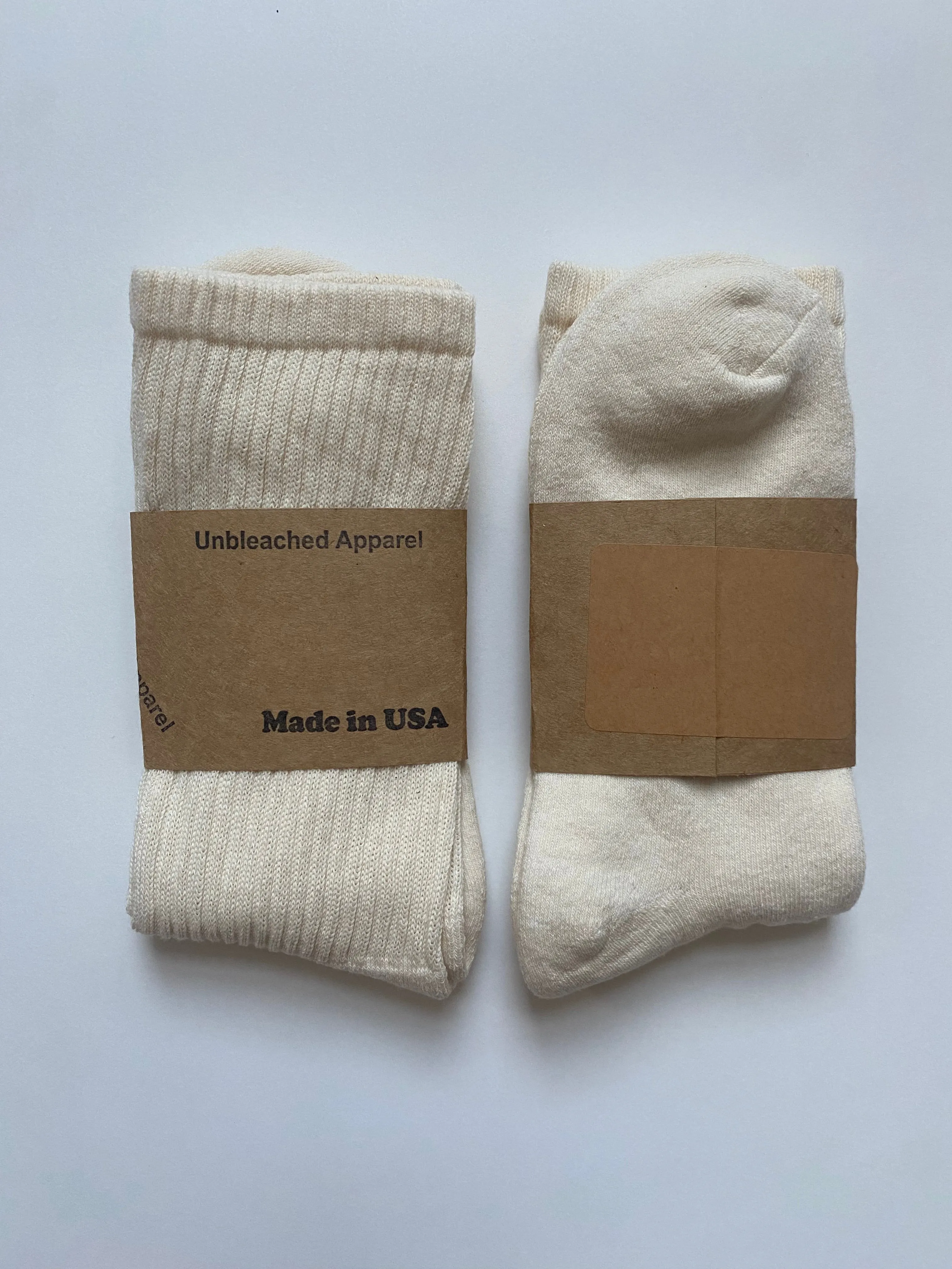 Organic Cotton Crew Socks sold by Unbleached Apparel