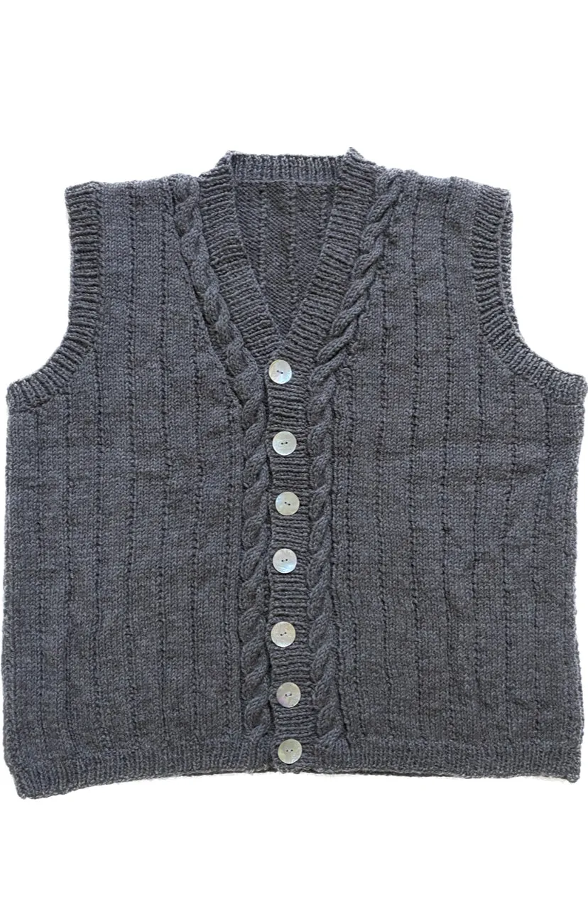 Hand-Knit Undyed Alpaca Vest sold by Unbleached Apparel