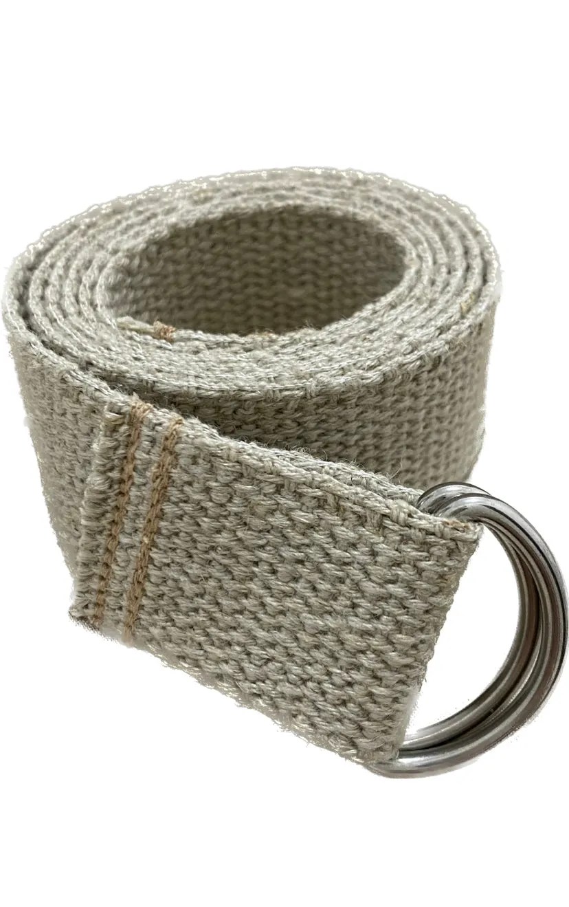 Hemp Web D-Ring Belt sold by Unbleached Apparel