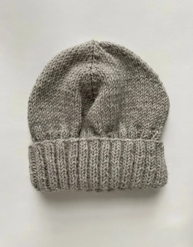 Hand-Knit Undyed Alpaca Grey Beanie made by Unbleached Apparel