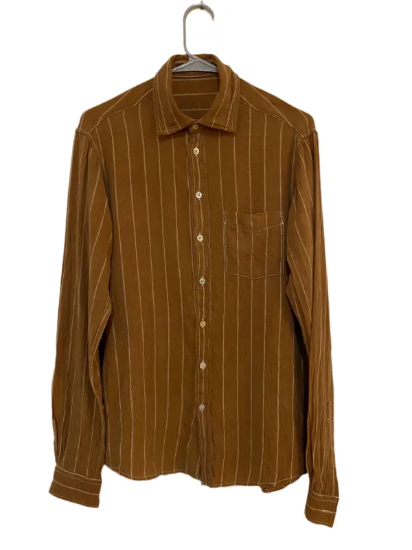 Undyed Brown Stripe Shirt sold by Unbleached Apparel