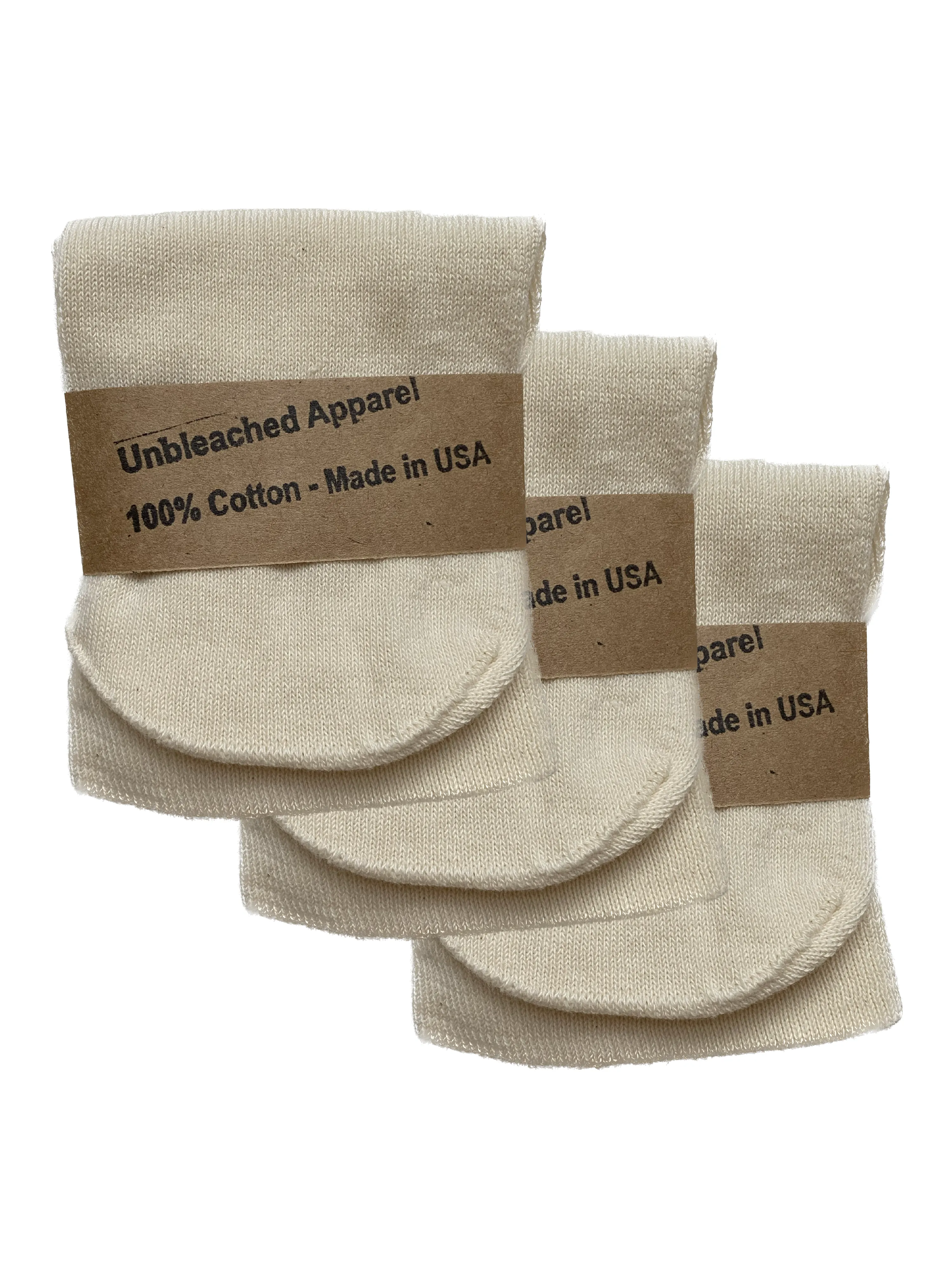 3-Pack 100% Organic Cotton 1/4 Crew Socks sold by Unbleached Apparel