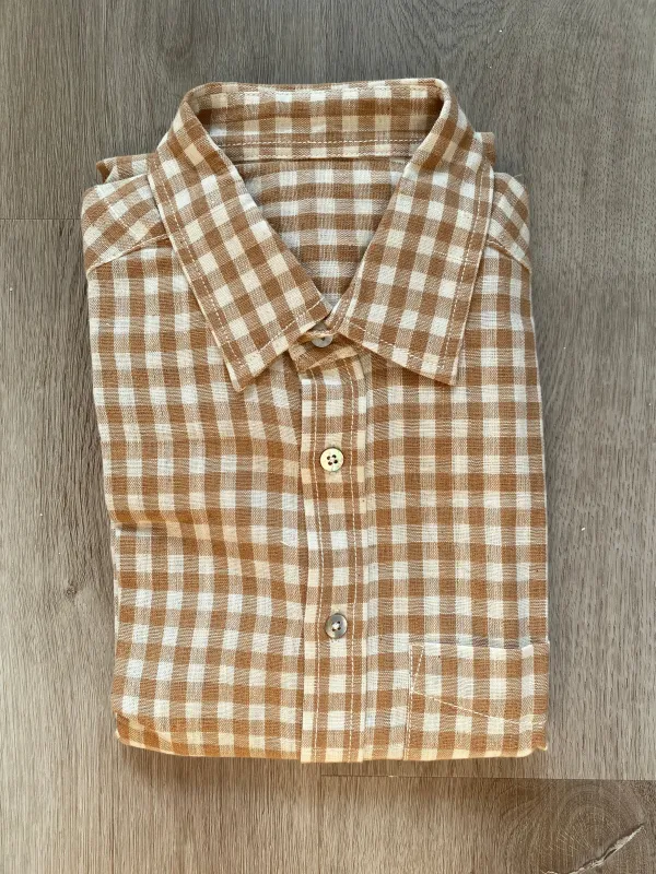 Handloomed Gingham Full Button Down Shirt made by Unbleached Apparel