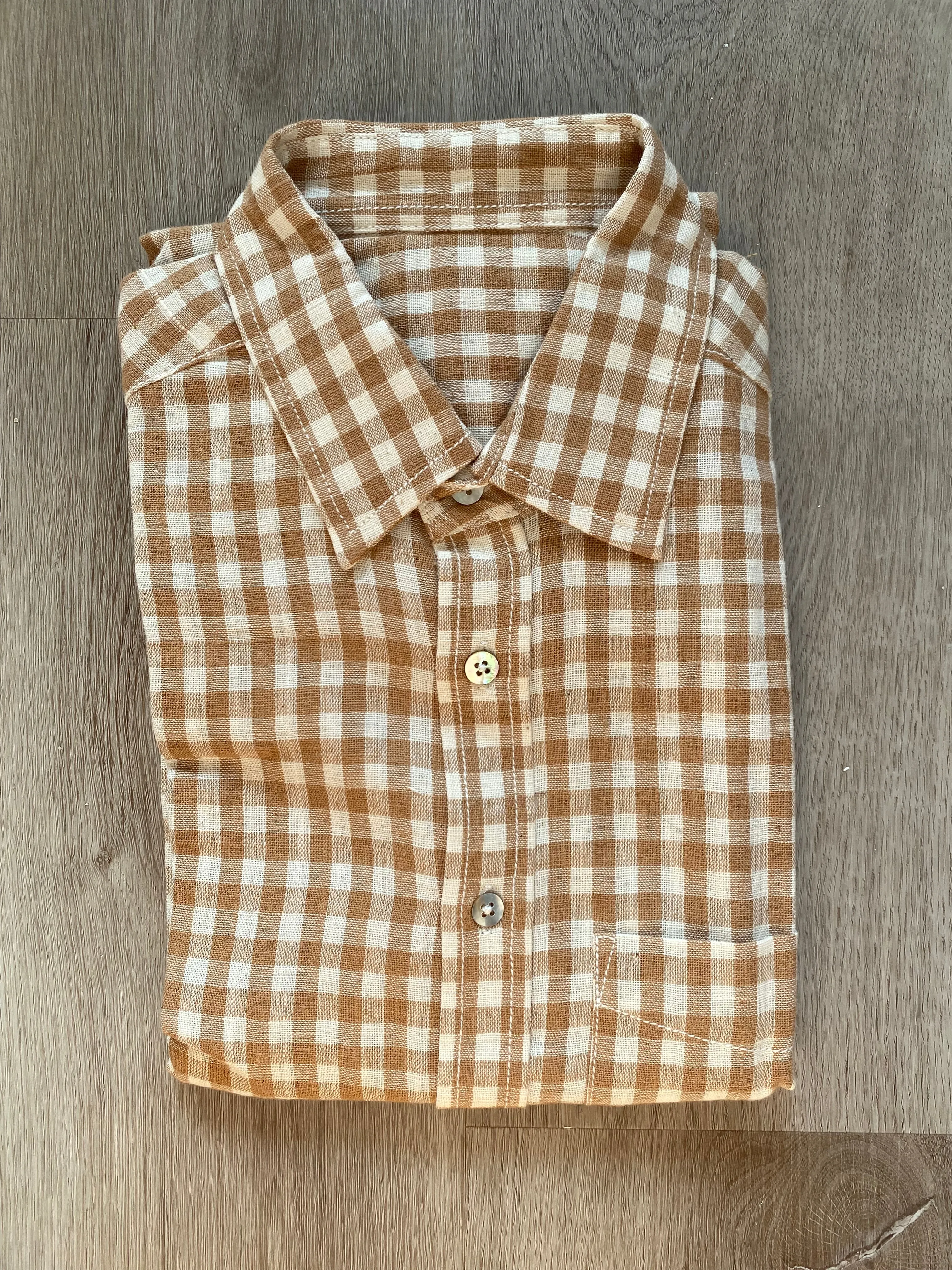 Handloomed Gingham Full Button Down Shirt sold by Unbleached Apparel