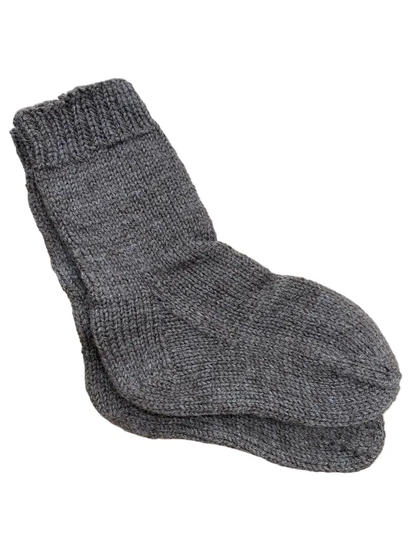 Hand-Knit Undyed Peruvian Wool Socks made by Unbleached Apparel