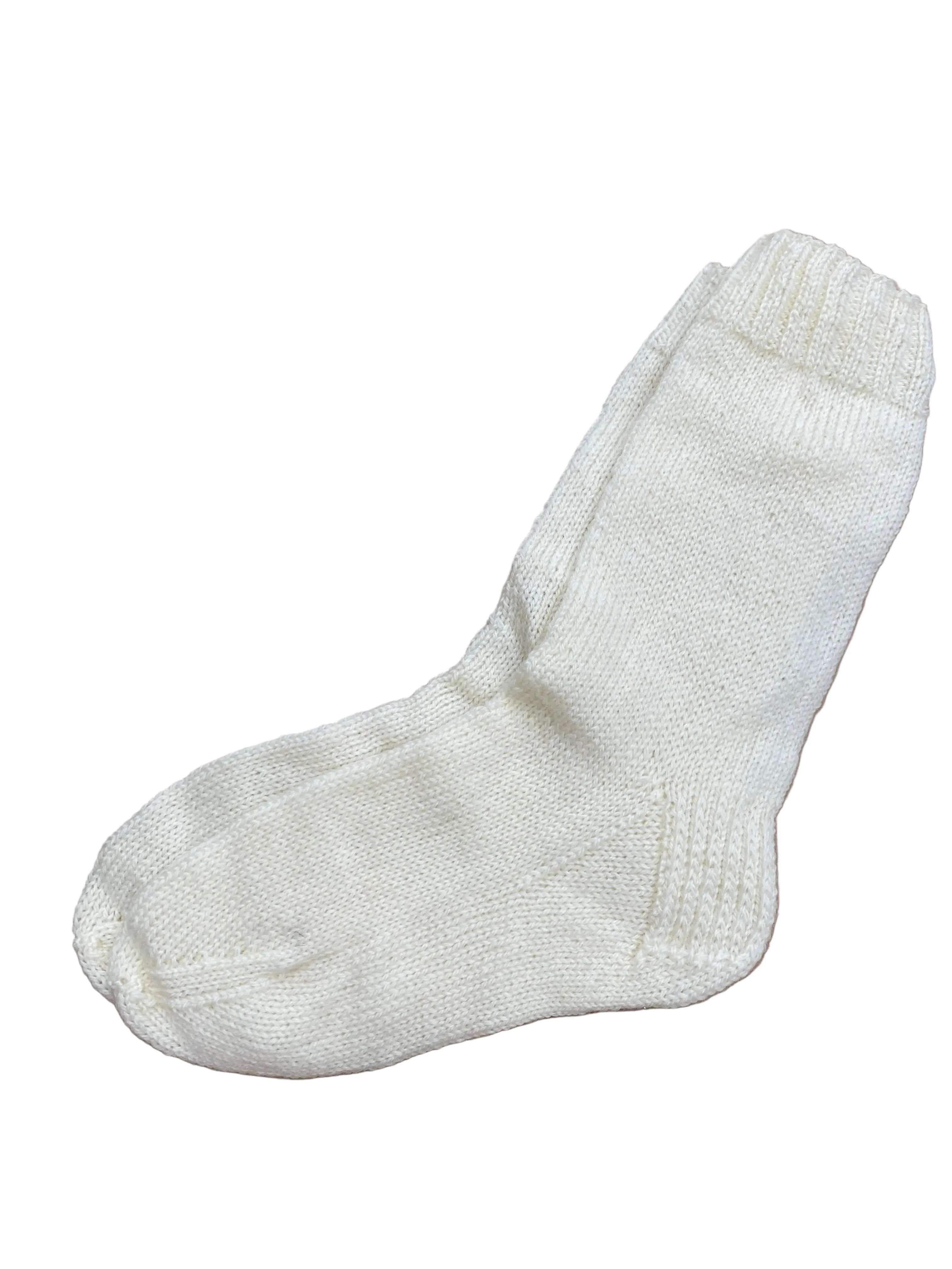 Hand-Knit Peruvian Wool Ecru Socks sold by Unbleached Apparel