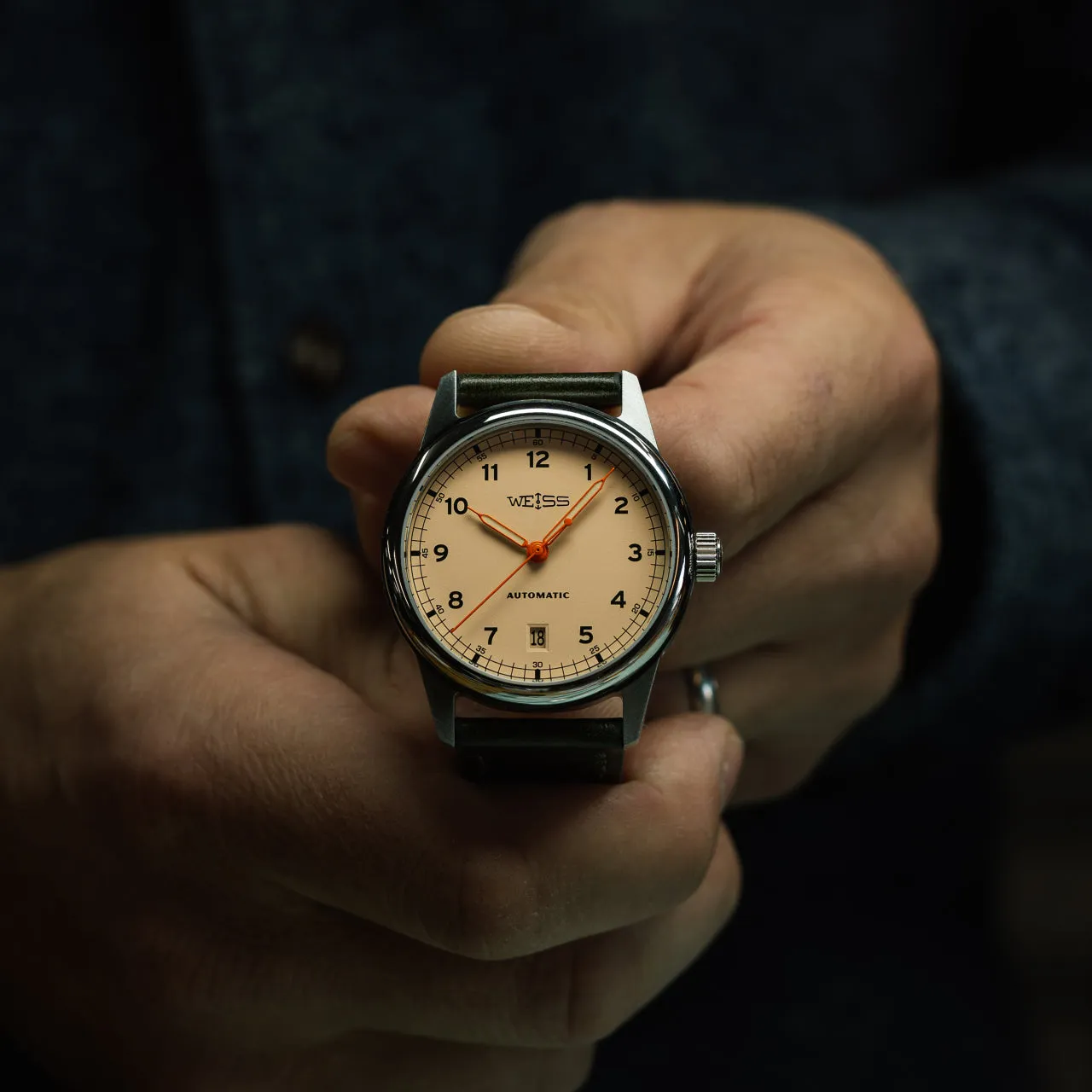 *Limited Edition* Titanium 38mm Automatic Standard Issue Field Watch with Date: Nashville Dial + Signal Orange Second Hand sold by Weiss Watch Company product image thumbnail 2