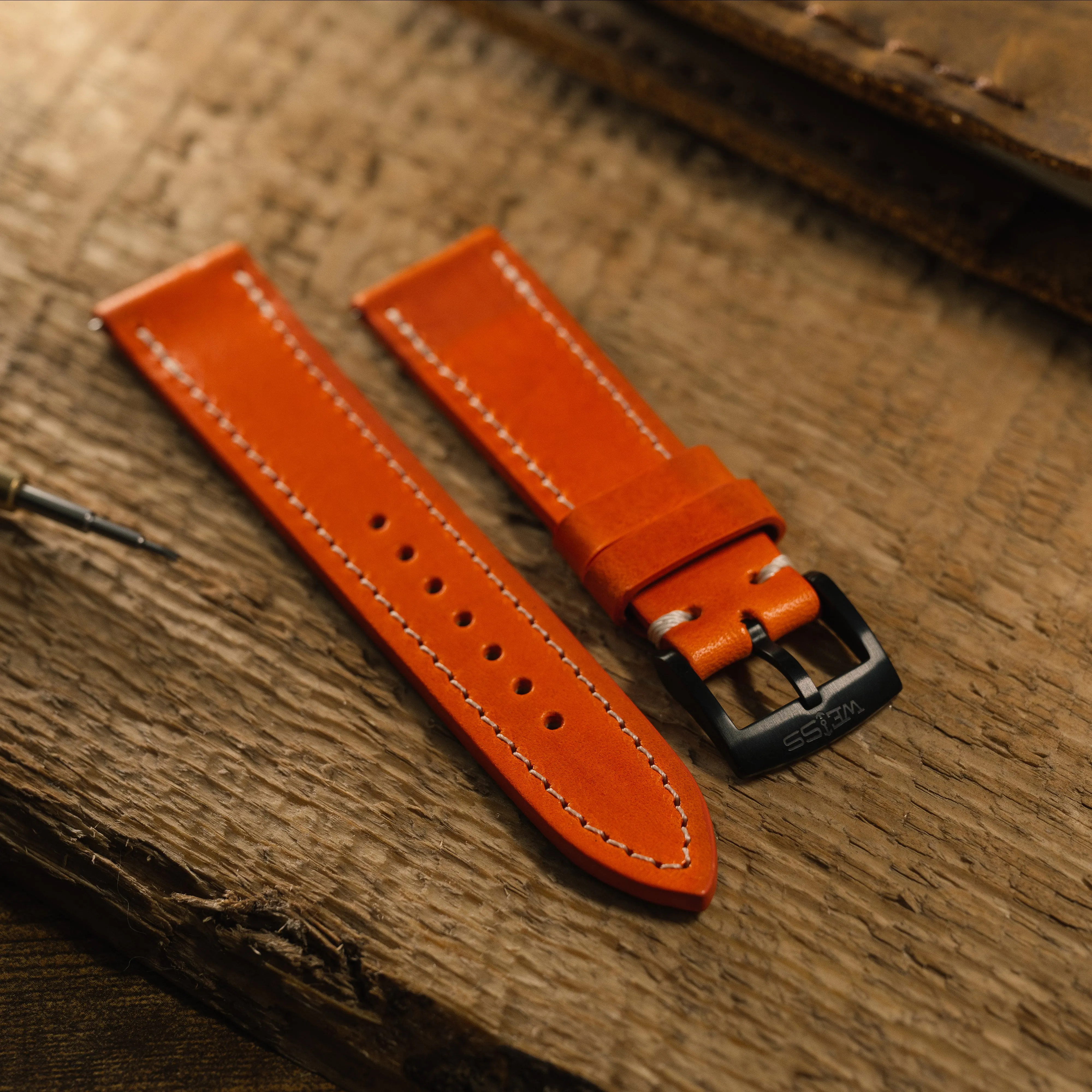 Buttero Ember Orange Leather Strap sold by Weiss Watch Company product image thumbnail 3