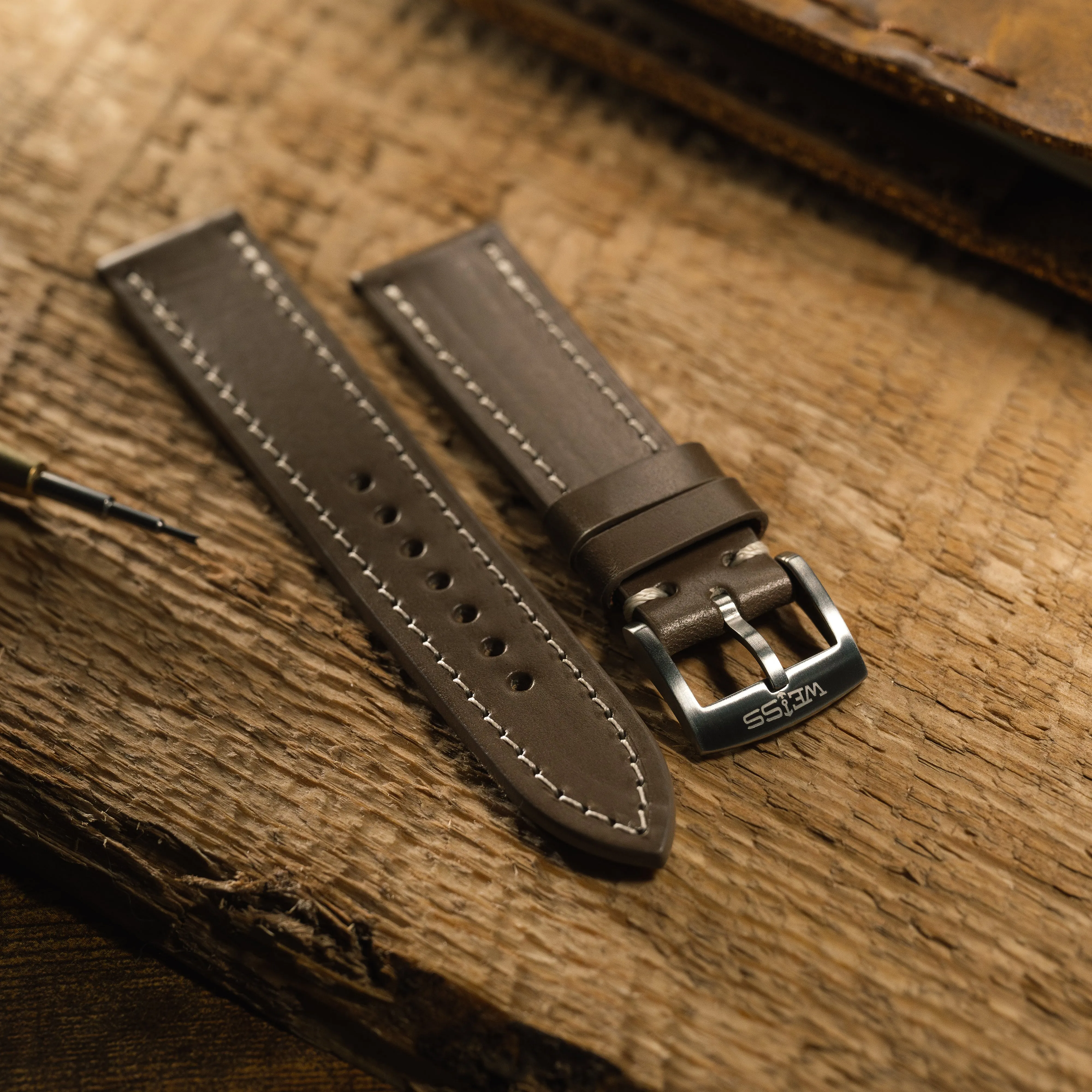 Buttero Taupe Leather Strap sold by Weiss Watch Company