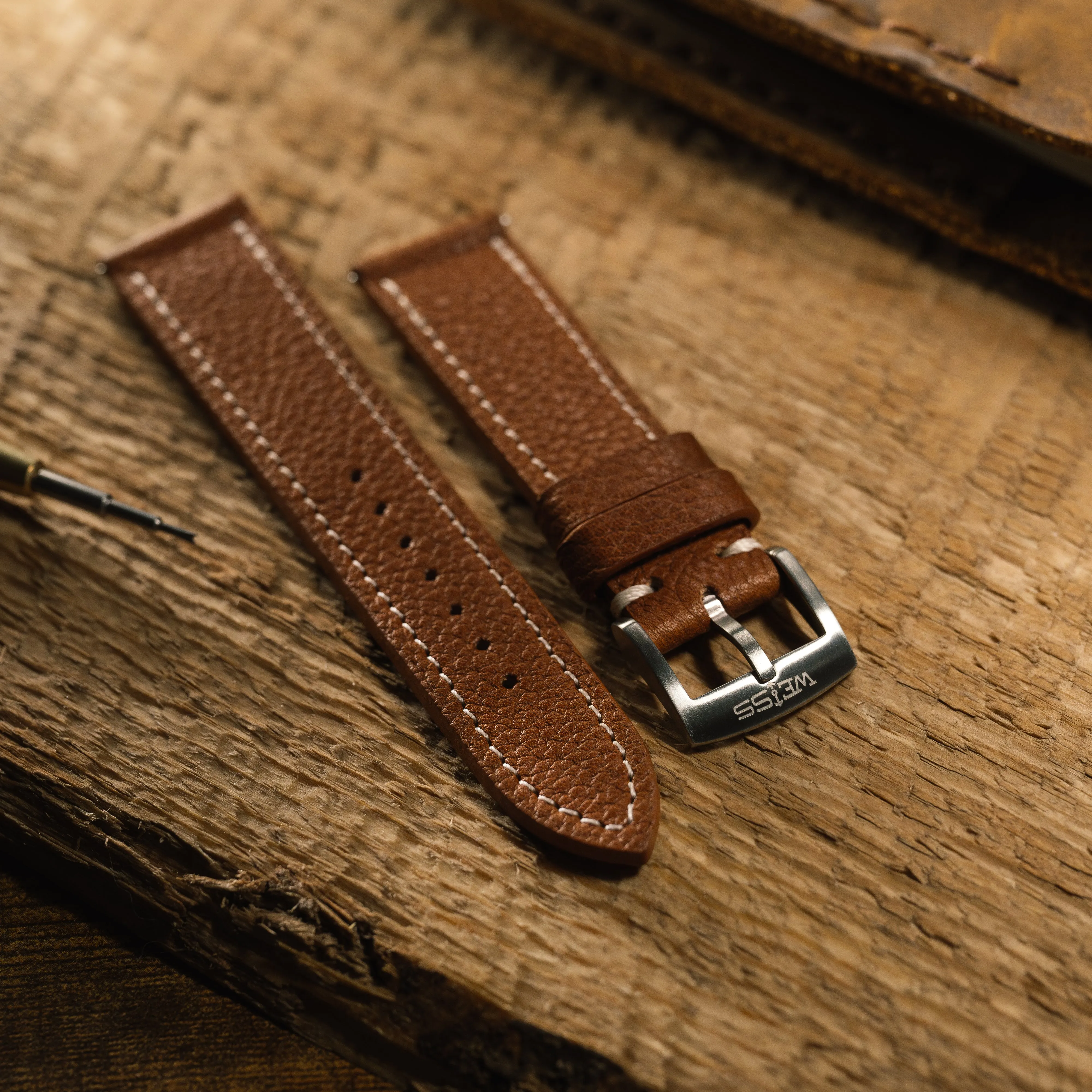 Novonappa Foulonné Gold Leather Strap sold by Weiss Watch Company