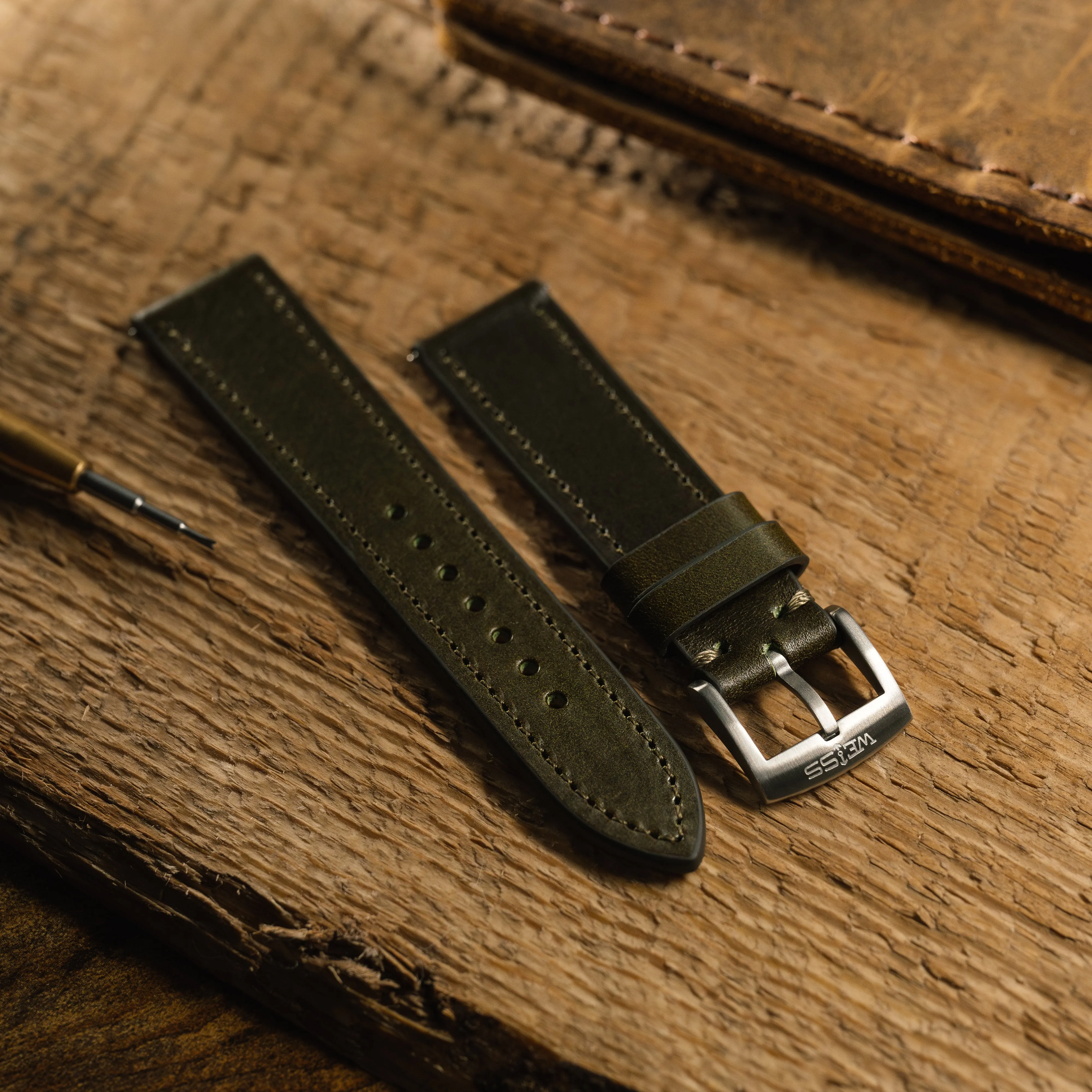 Buttero Olive Leather Strap sold by Weiss Watch Company