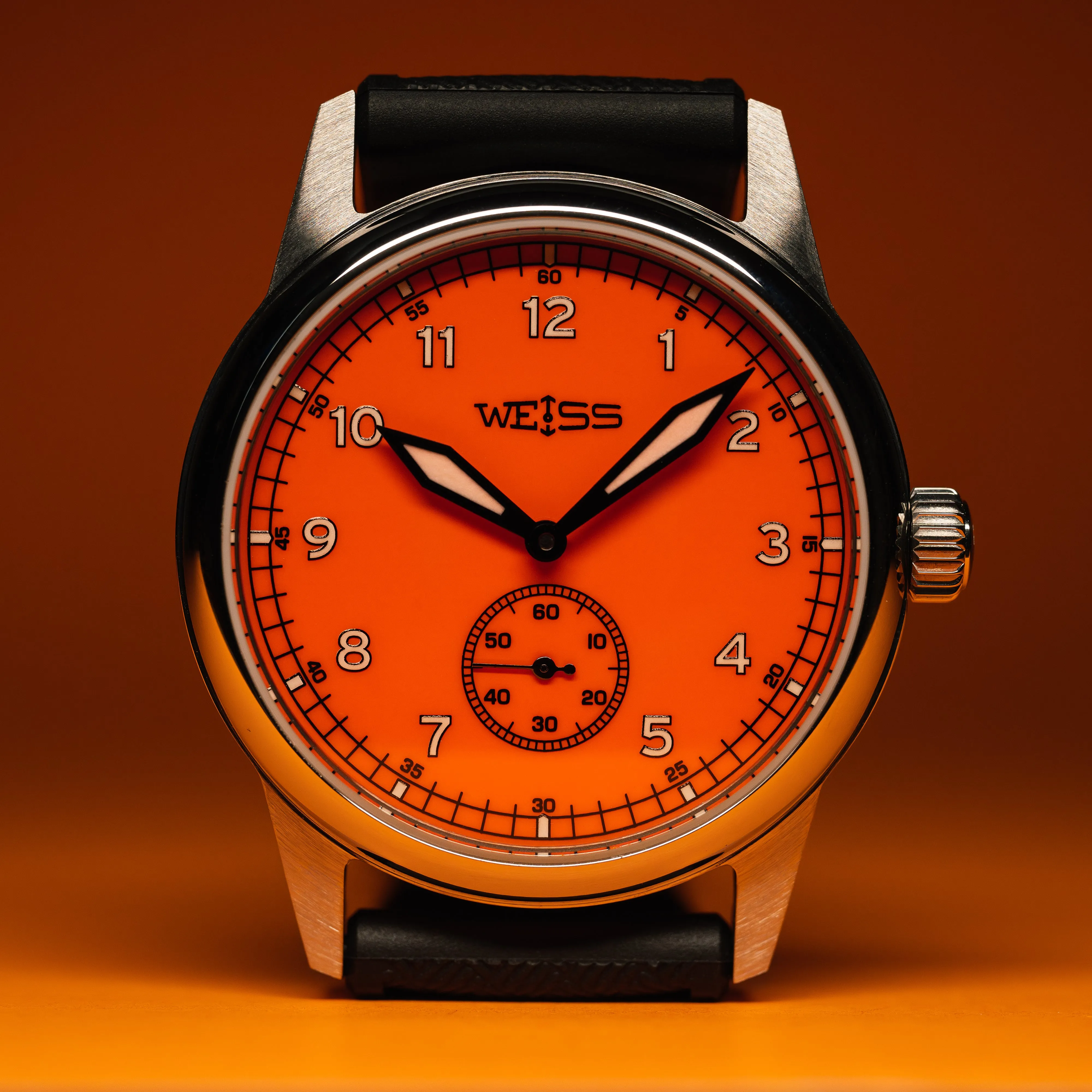 *Limited Edition* 38mm Standard Issue Field Watch: Tangerine Dial sold by Weiss Watch Company