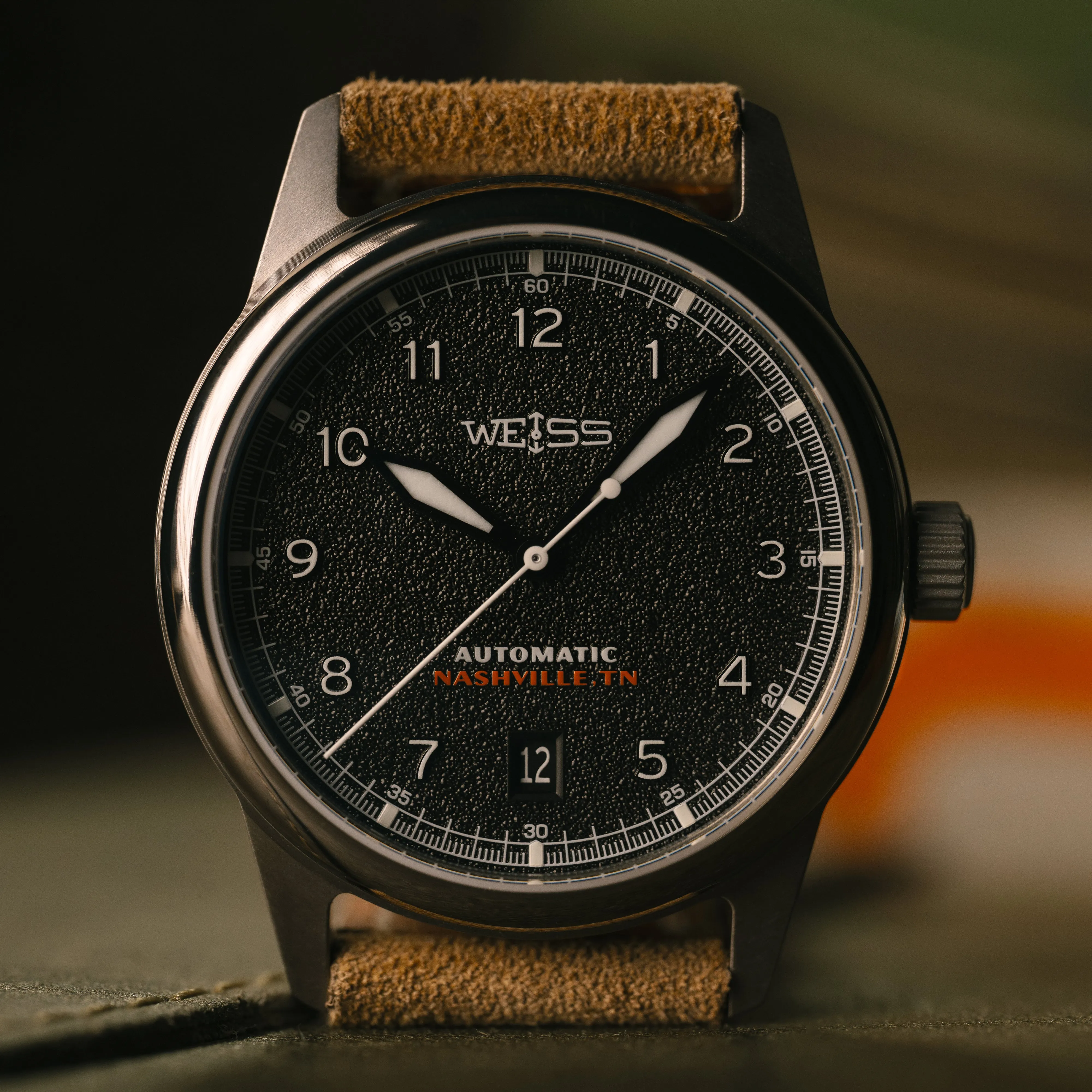 *Limited Edition* Titanium 38mm Automatic Standard Issue Field Watch with Date: Textured Black Dial sold by Weiss Watch Company