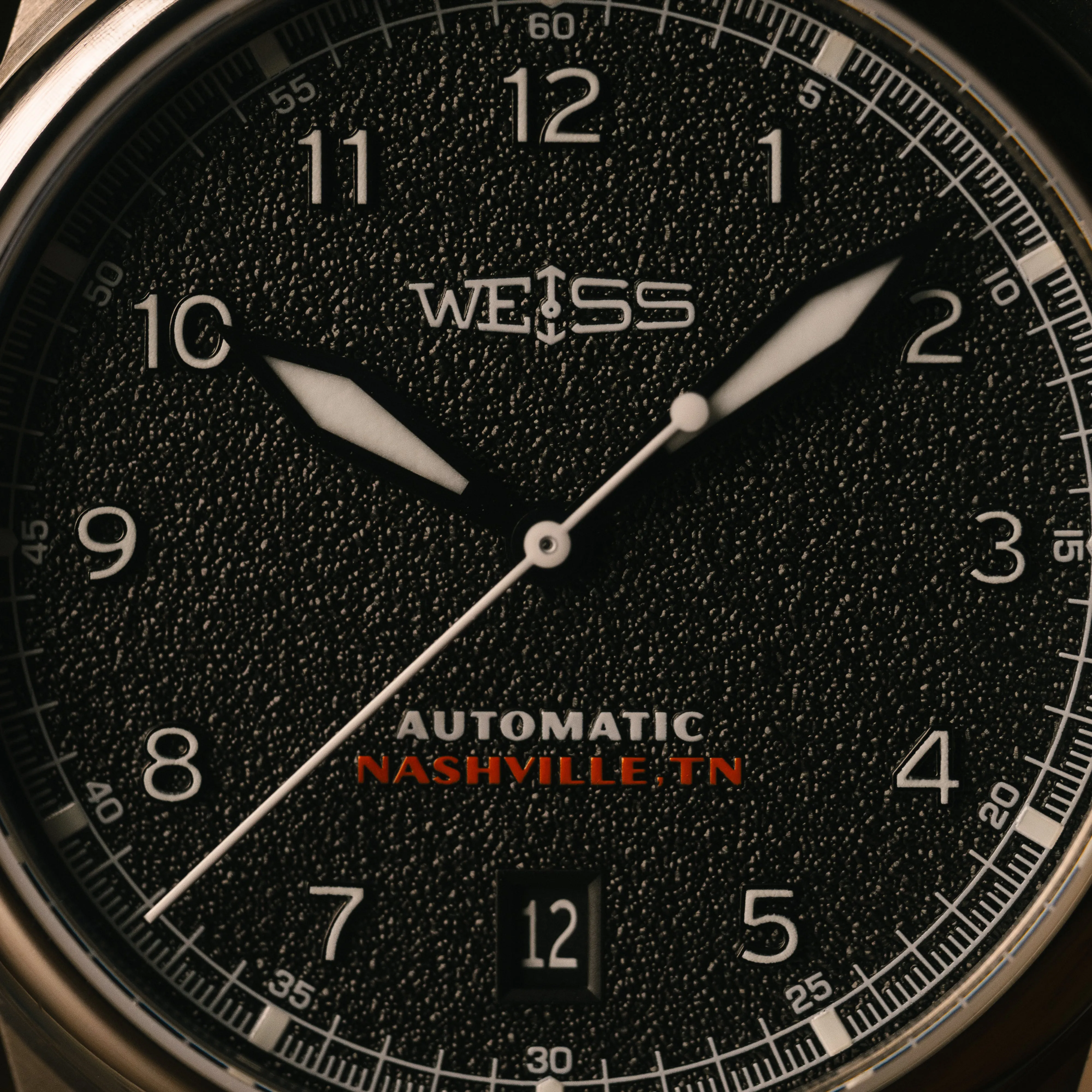 *Limited Edition* Titanium 38mm Automatic Standard Issue Field Watch with Date: Textured Black Dial sold by Weiss Watch Company product image thumbnail 3
