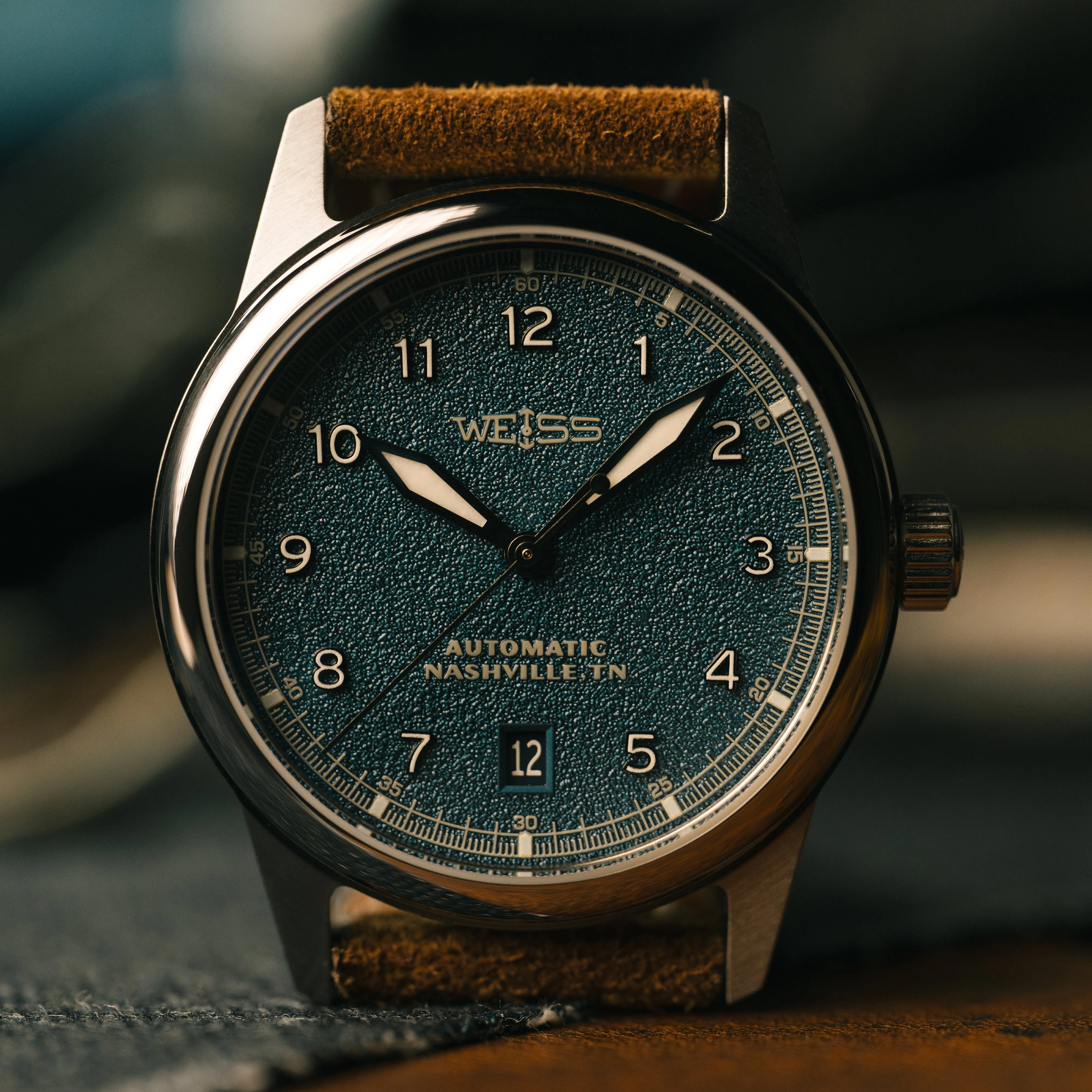 *Limited Edition* 38mm Automatic Standard Issue Field Watch with Date: Textured Denim Dial sold by Weiss Watch Company